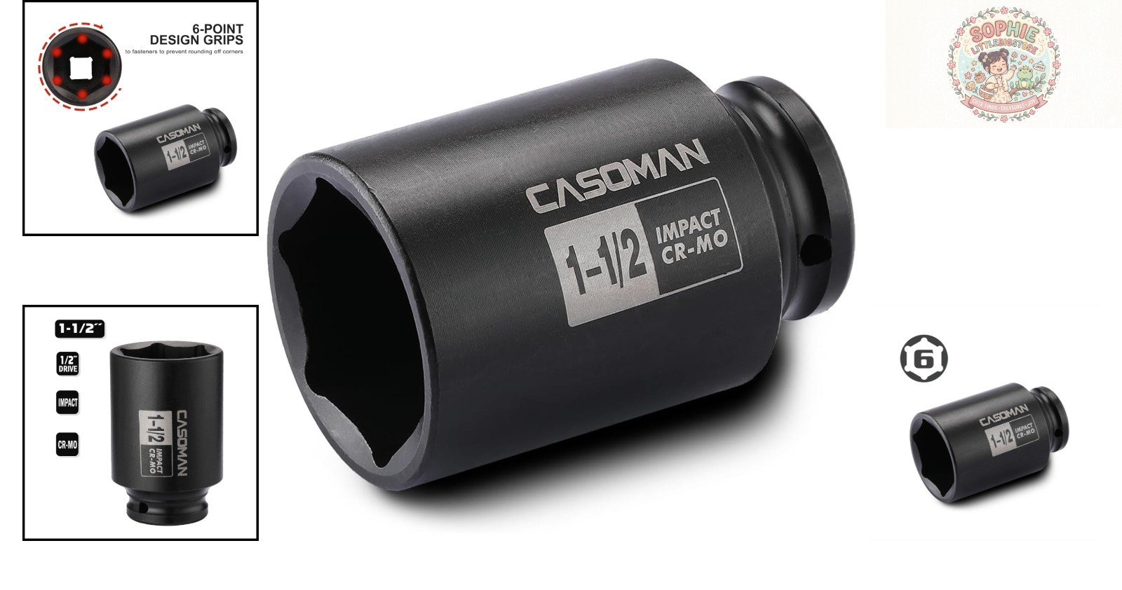 Durable 1-1/2″ SAE 6-Point Impact Socket – Chrome Molybdenum & Phosphate Finish