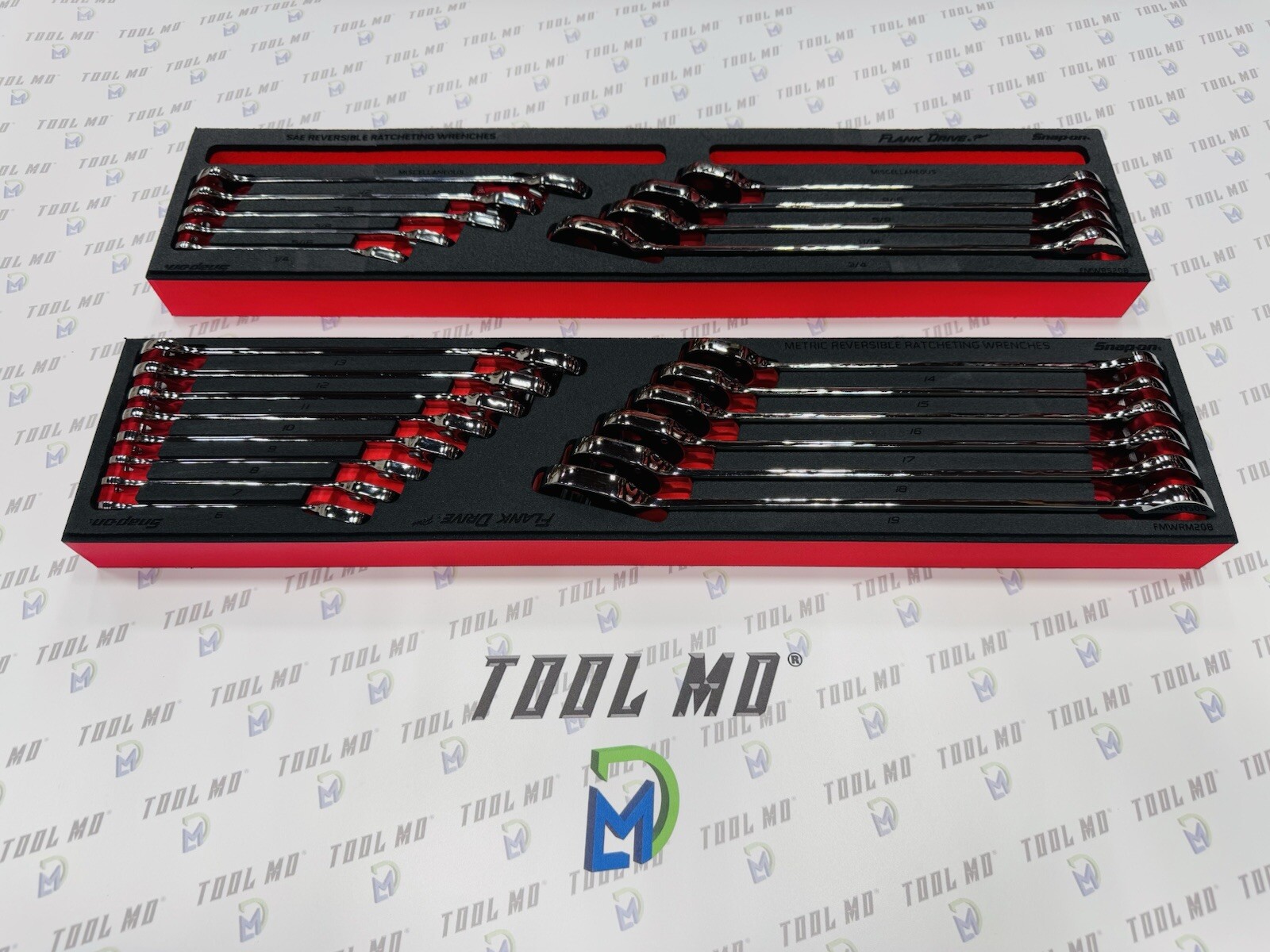 Snap-on Tools NEW 23pc Metric & SAE Reversible Ratcheting Combo Wrench Foam Set