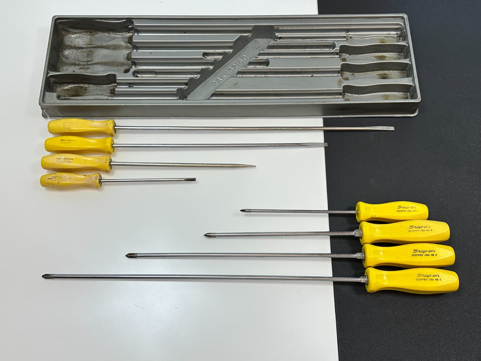 🇺🇸 Snap-on Tools USA 8pc Classic Yellow Hard Handle Cabinet XL Screwdriver Set