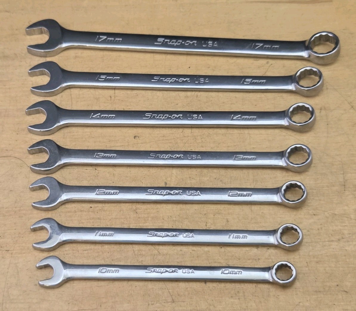 New Snap On SOEXM707 – 7 Pc 12 Pt Flank Drive Plus Combination Wrench Set