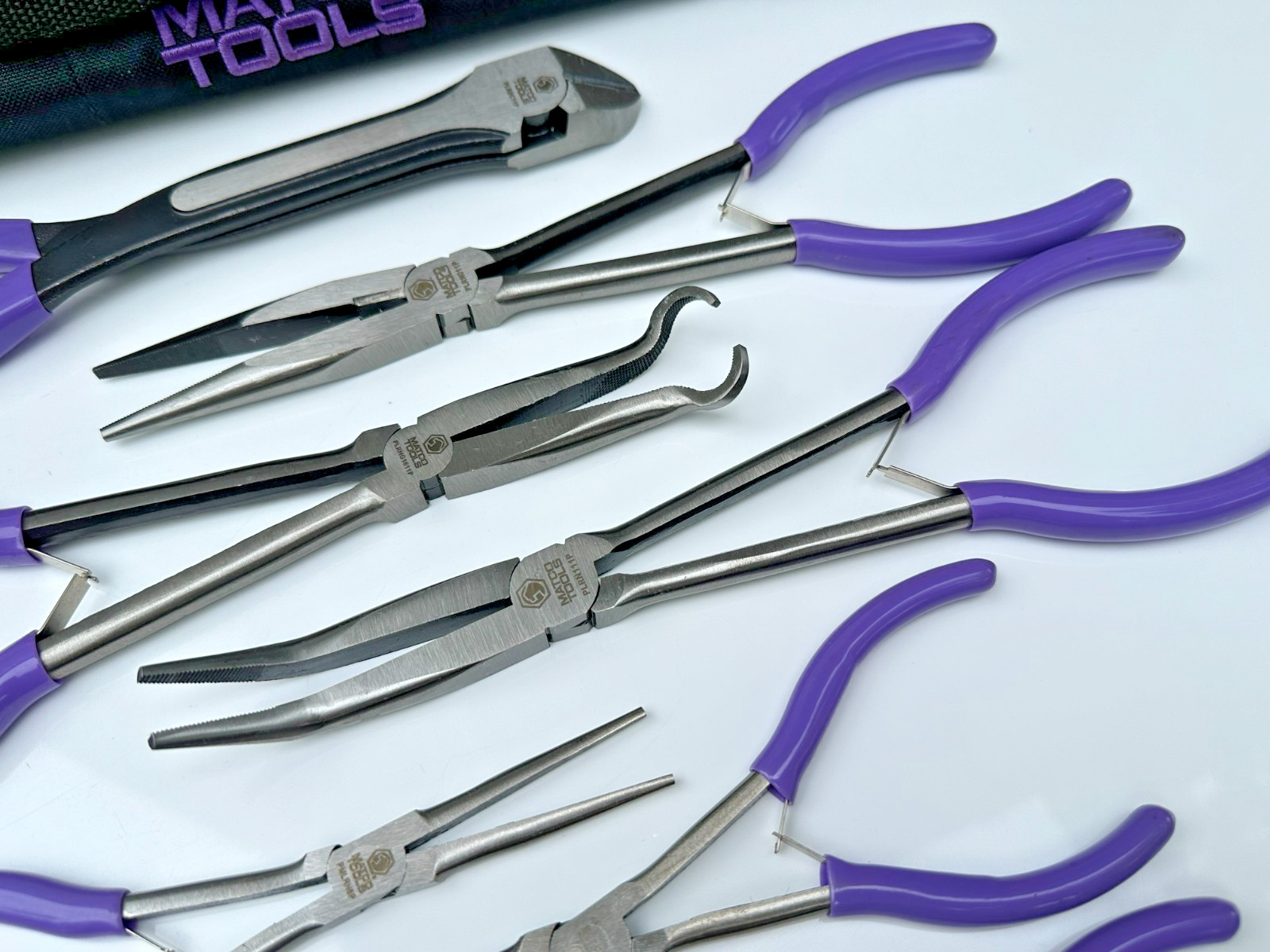Matco Tools 8pc SPLR8P PURPLE Long Reach & Mini Pliers Set w/ Duffle Bag (NOS)