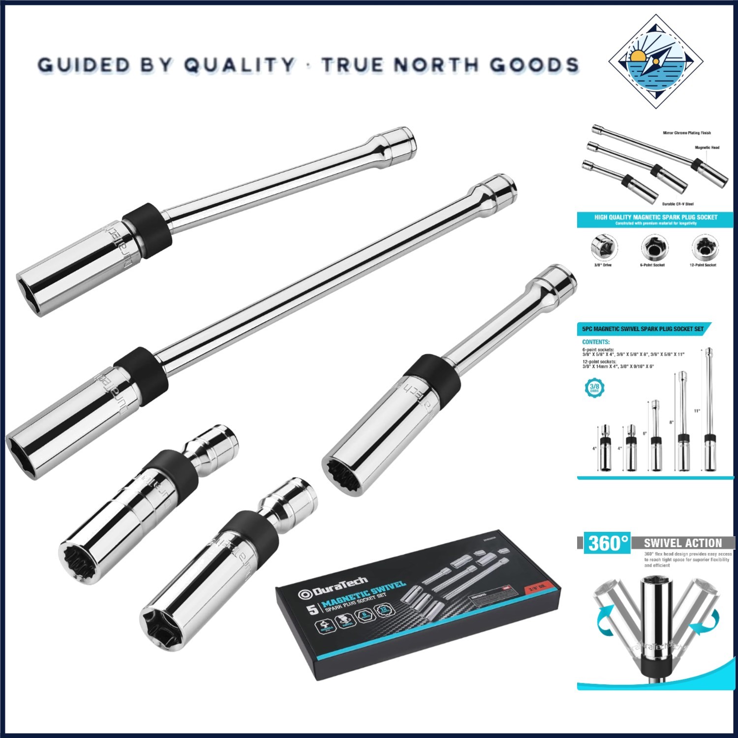 Magnetic Spark Plug Socket Set with Organized Storage and Easy Identification