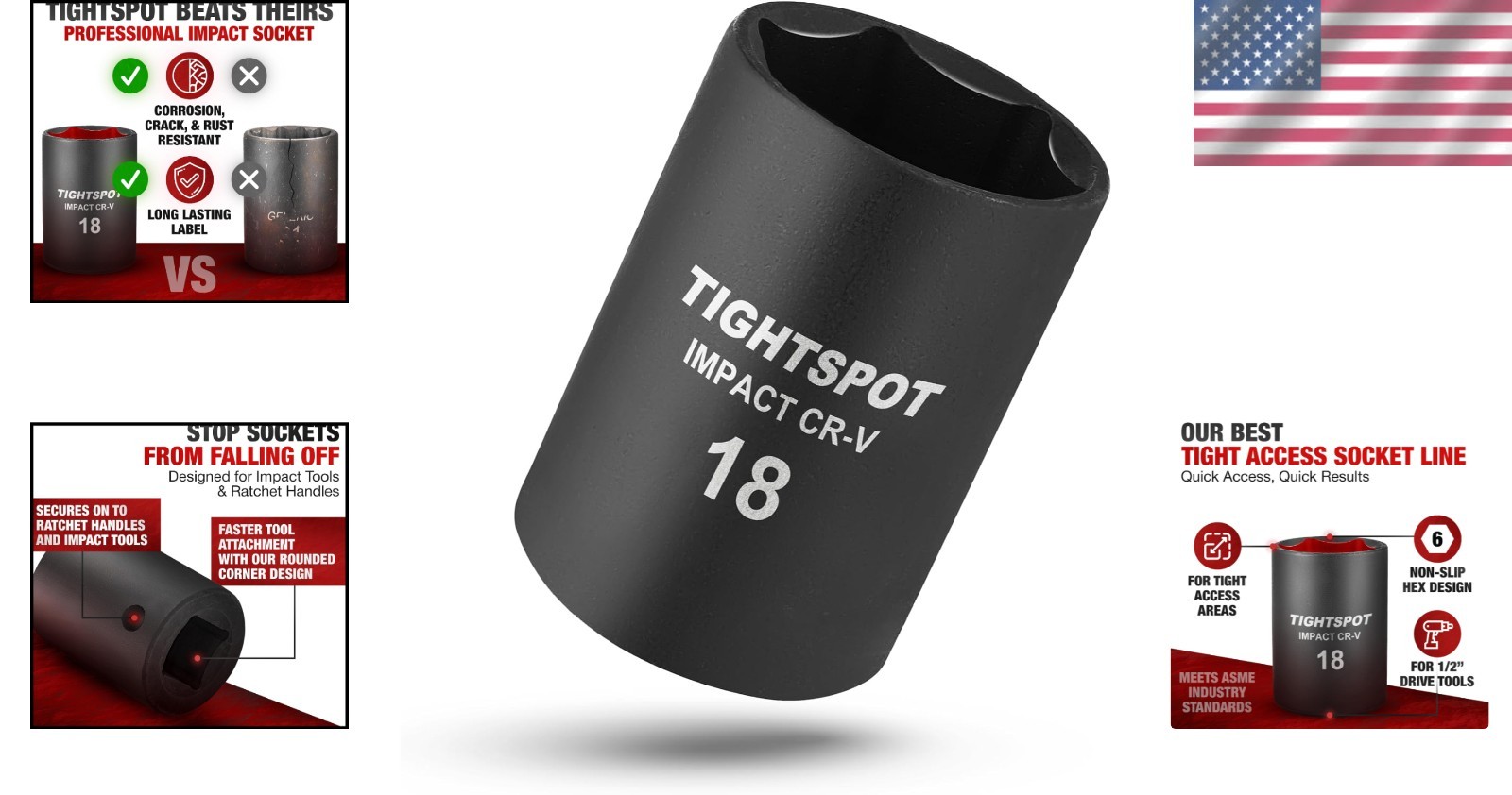 Durable 18mm Shallow Impact Socket – 1/2 Inch Drive, Manganese Phosphate Finish