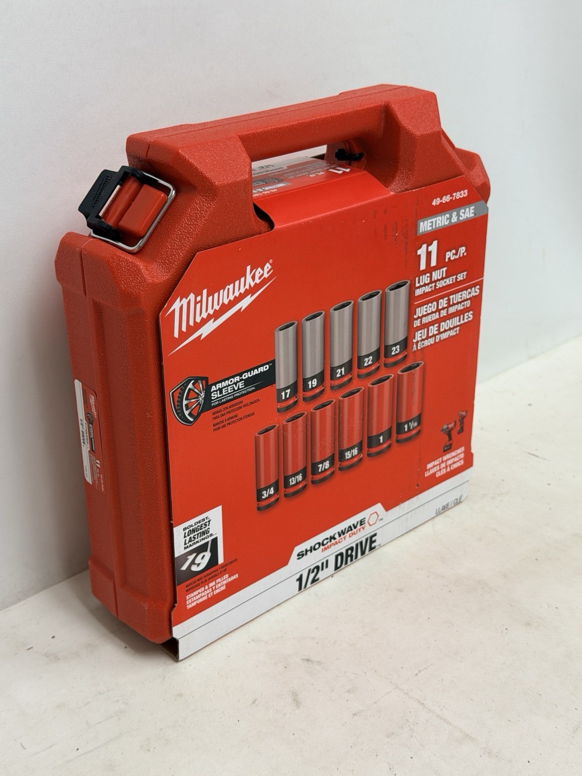 Milwaukee 49-66-7833 Impact Duty 1/2” Drive SAE & Metric 11PC Lug Nut Socket Set