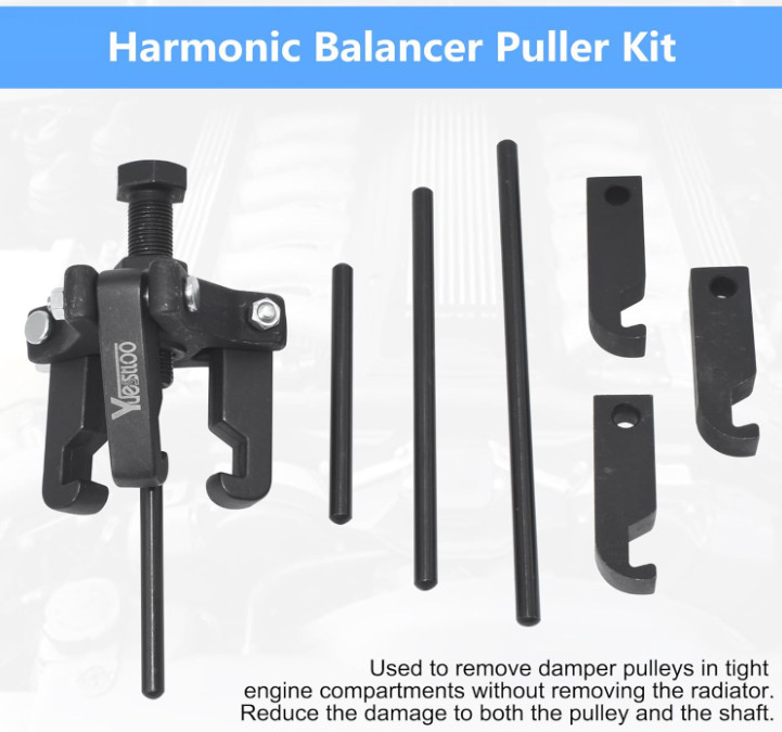 Harmonic Balancer Puller Crank Pulley Removal Kit Engine Motor Rod Auto LS GM