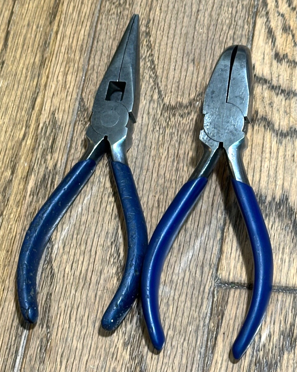 Craftsman Tools BLUE Pliers Bent Curved Needle Nose Side Wire Cutter Set Lot