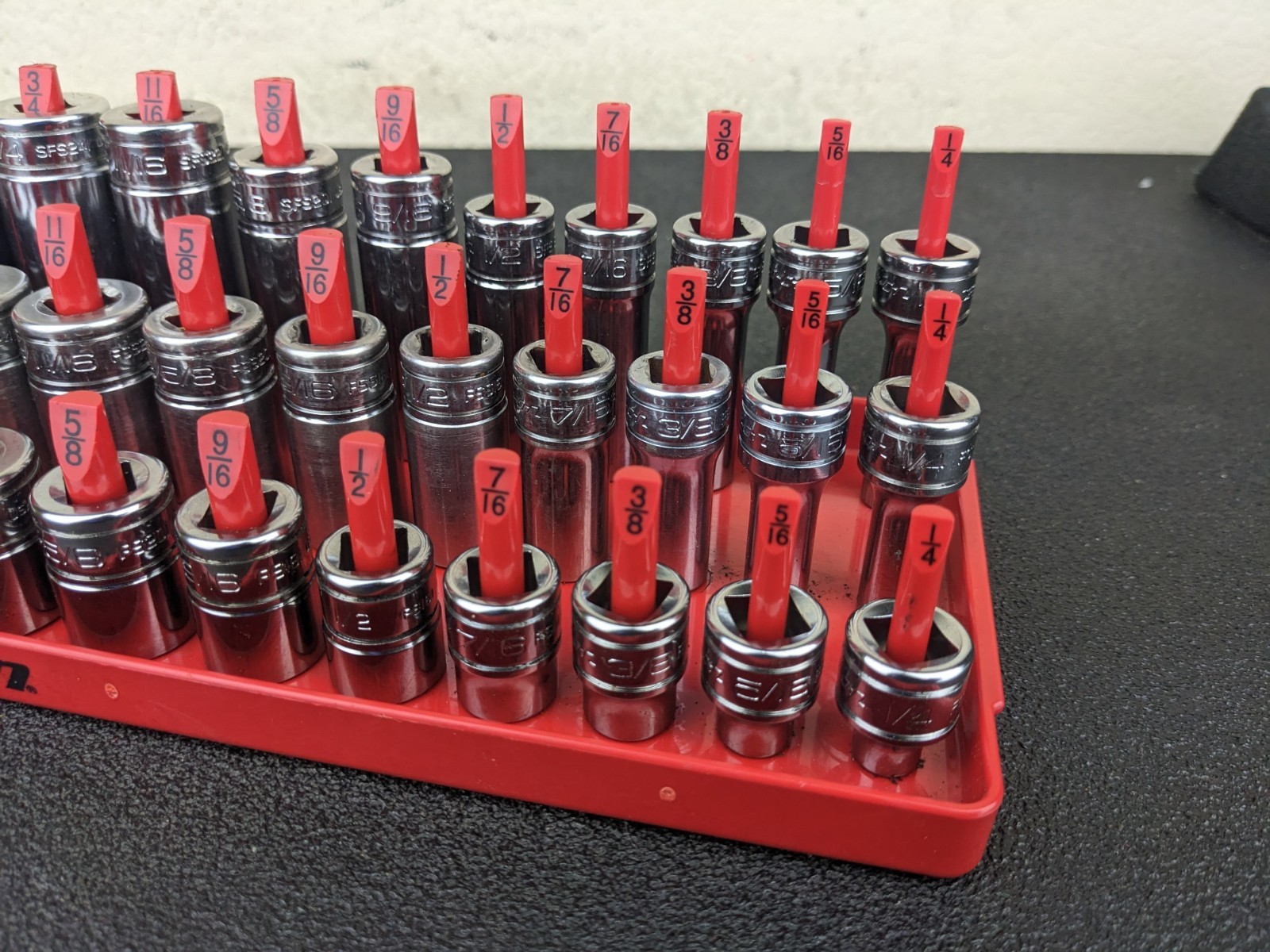 #bo723 Snap On USA 39pc 3/8″ Drive SAE 6 Point Shallow Semi Deep MASTER SET