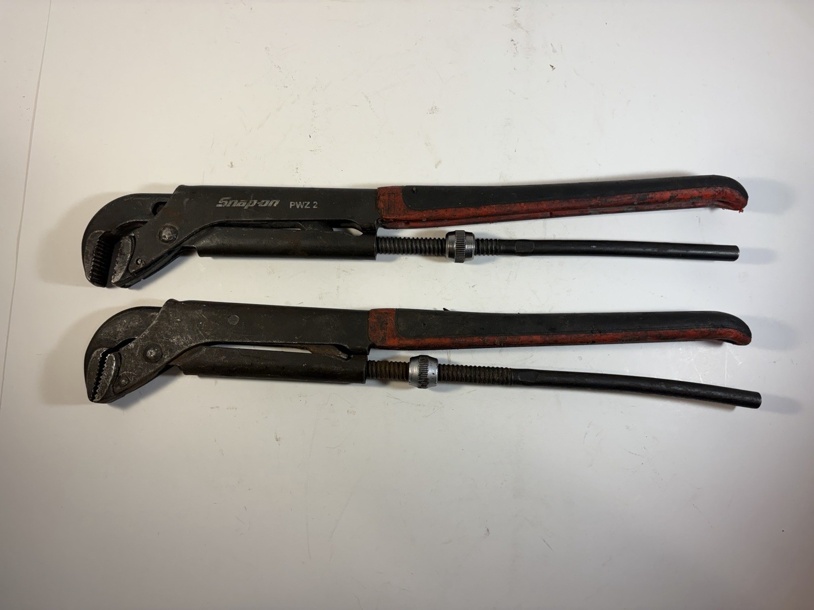 Snap On Tools PWZ2 17″ Red Black Soft Grip Handle Pliers Wrench Lot Of 2