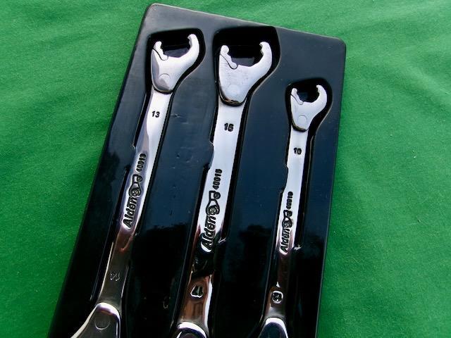 VINTAGE ( 3-PIECE ) ALDEN WRENCH RATCHET SET METRIC 10MM – 17MM WITH ORIG. BOX
