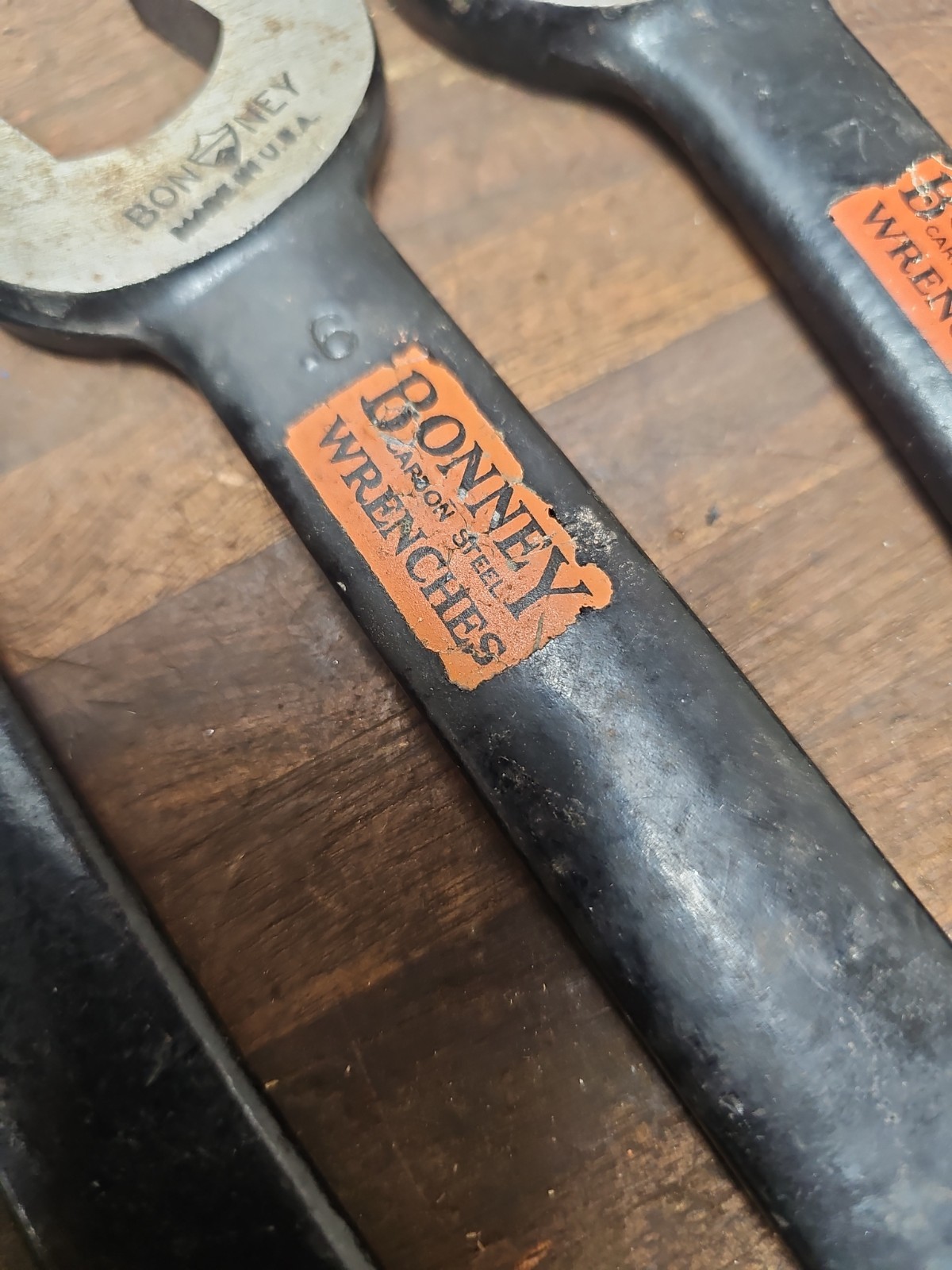 L58- Rare Vintage BONNEY Carbon Steel Engineer Wrench Set of 6 ORIGINAL LABELS