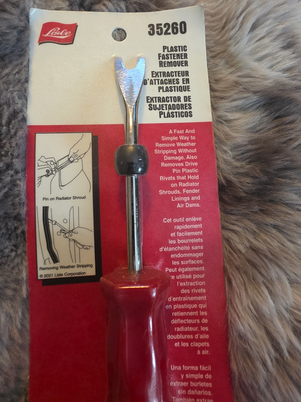 Lisle 35260 Plastic Fastener Remover Trim Tool for Automotive Parts Removal