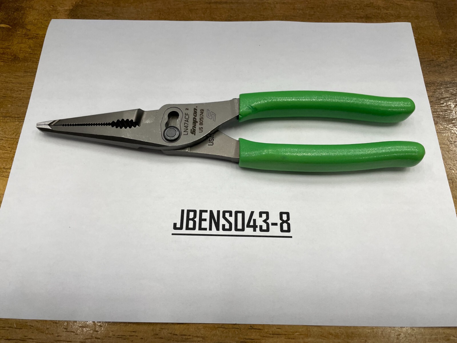 Snap-On Tools USA NEW GREEN 9″ Soft Grip Long Nose Slip Joint Pliers LN47ACFG