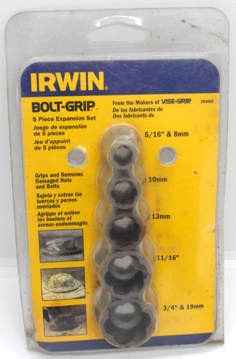 IRWIN BOLT-GRIP Expansion Damaged Bolt 5 PC Set (SAE 5/16–3/4″ Metric 8-19mm)