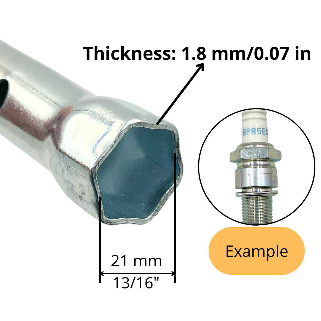 Dual-ended spark plug socket wrench 16mm (5/8″) & 21mm (13/16″) length 280 mm