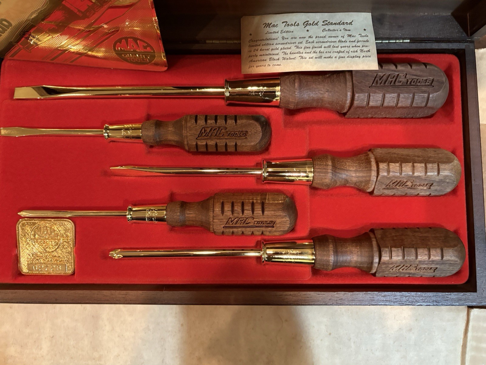 24k Gold Plated Mac Tools Limited edition Screw Driver Set 1986