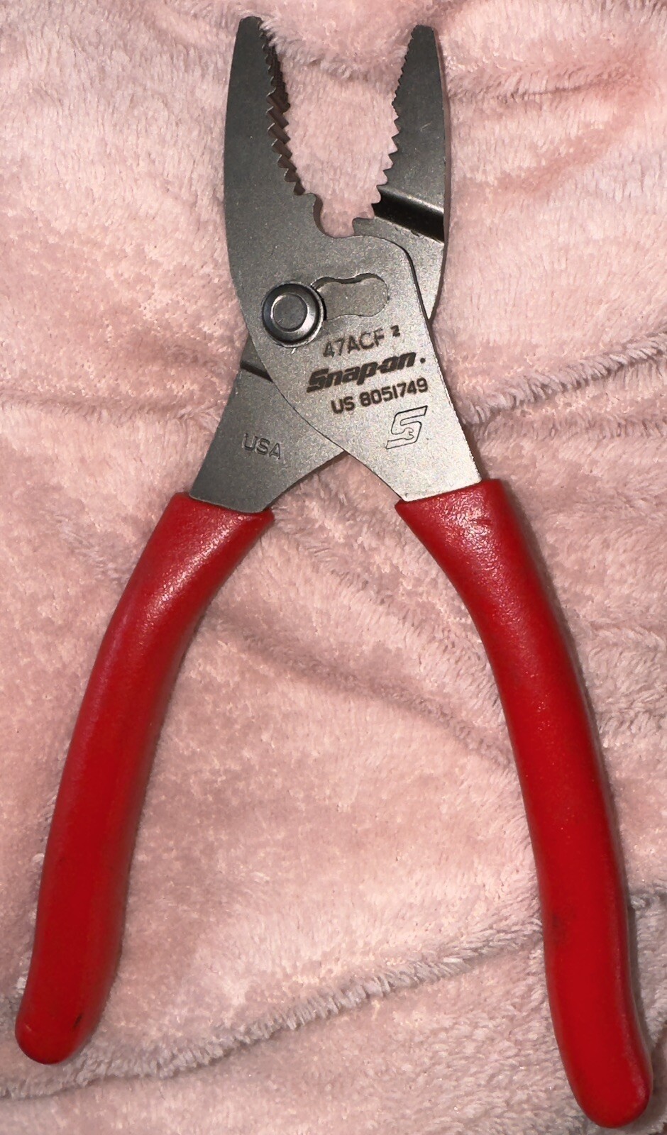 NOB Snap On Tools HJ47ACFO ORANGE Soft Grip 8″ Flank Jaw Slip Joint Pliers USA
