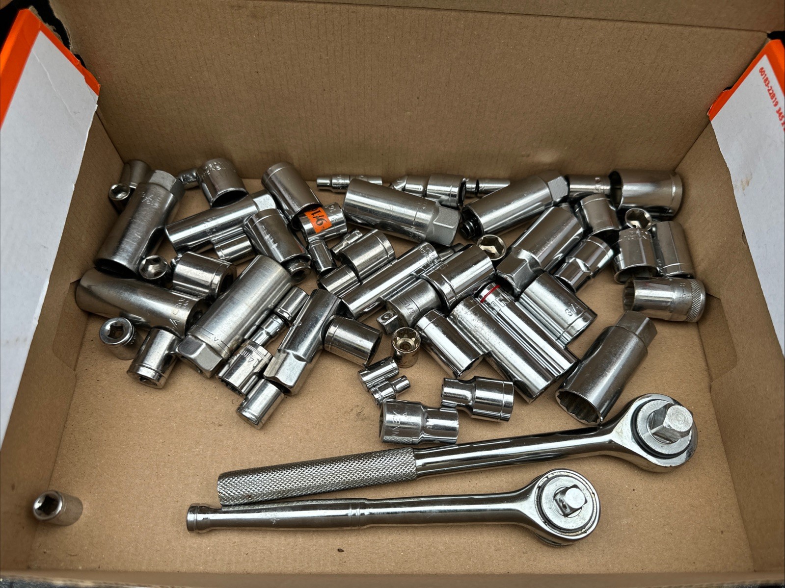 Miscellaneous Socket Lot And Two Ratchets Various Sizes And Brands