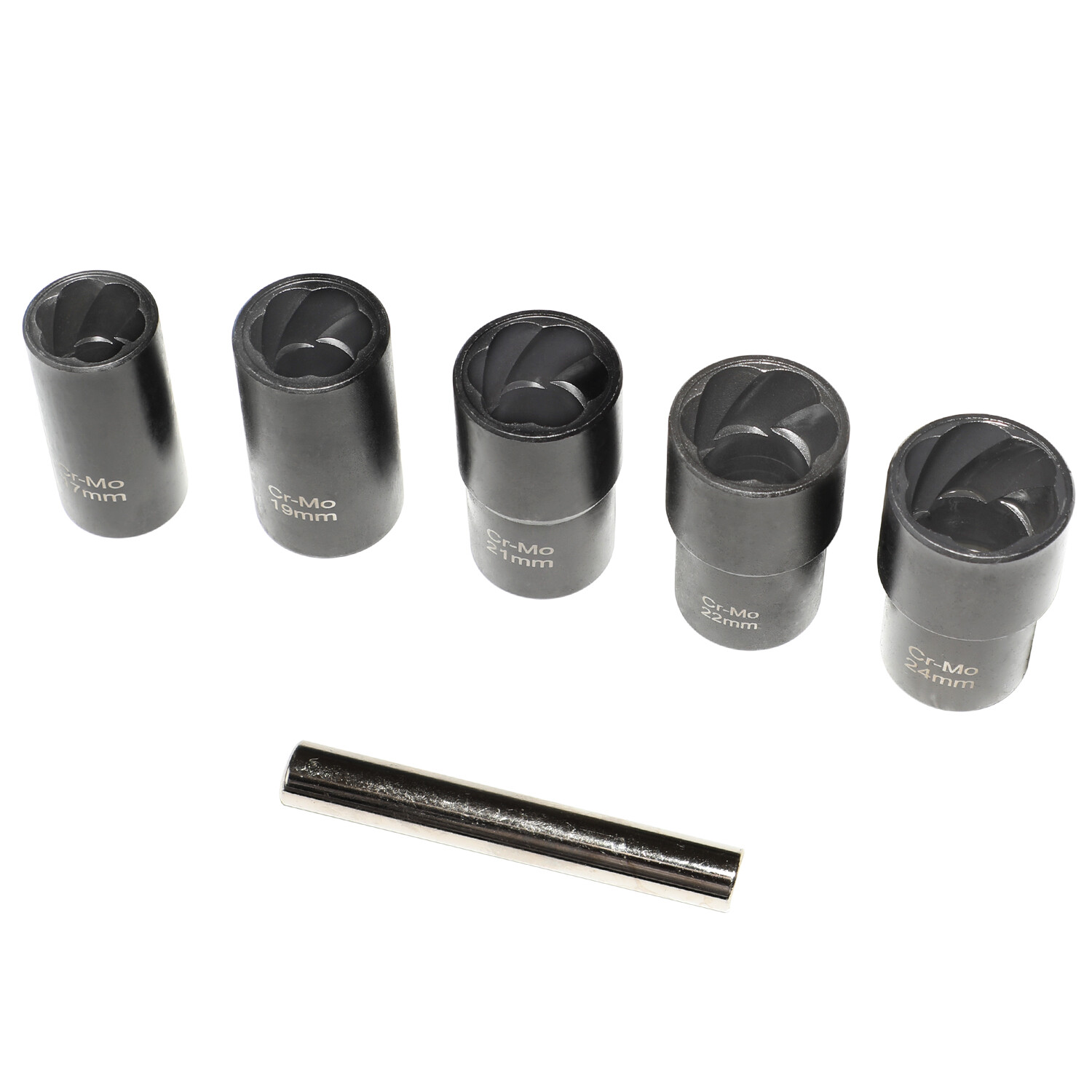 6pc NON-SLIP Deep Socket Set 4 Damaged Lug Nut & Lock Remover 17-24mm Twist SKT