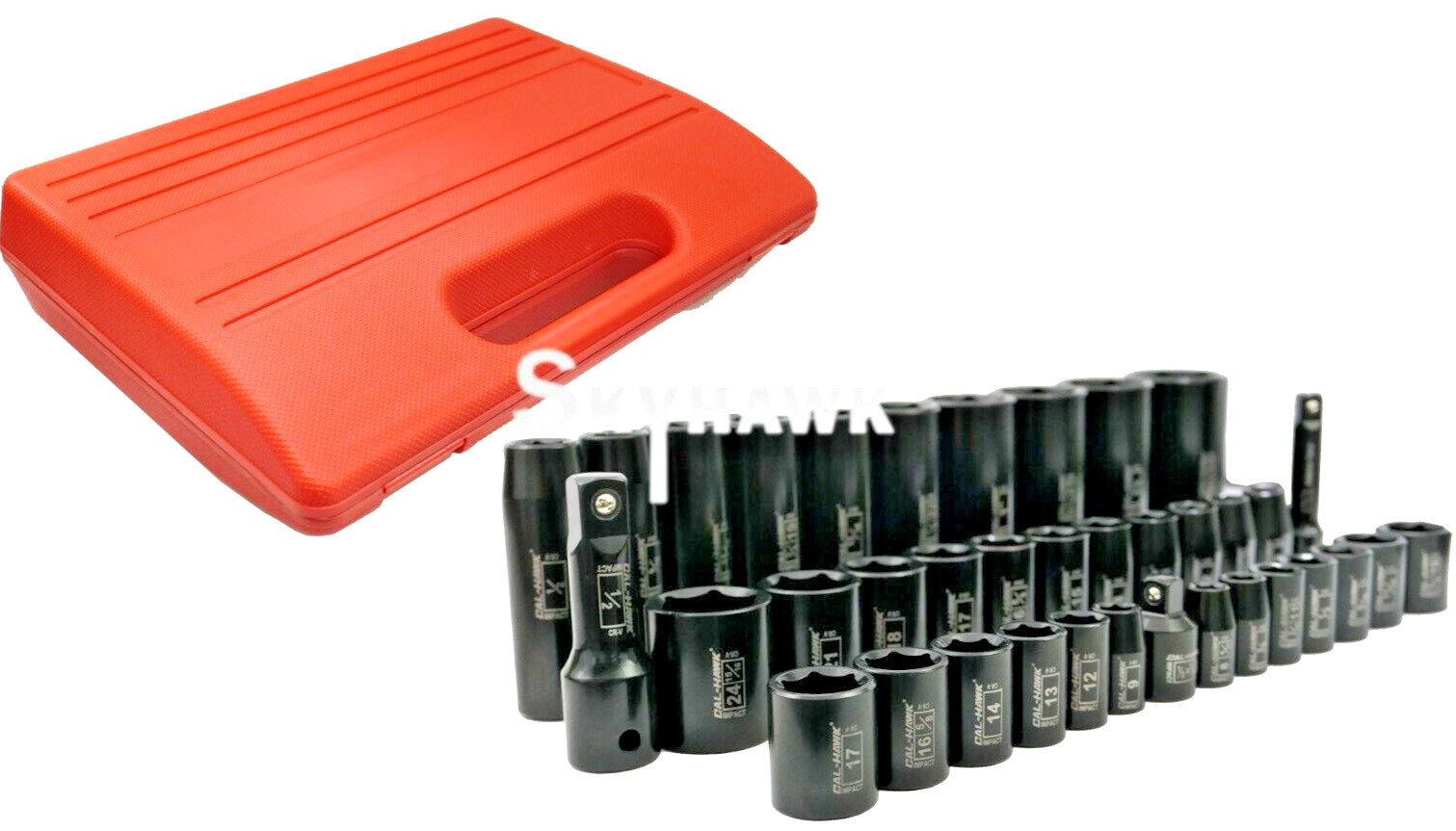 38pc 3/8″ & 1/2″ Dr SAE & Metric Deep & Shallow Impact Socket Adaptor Reducer