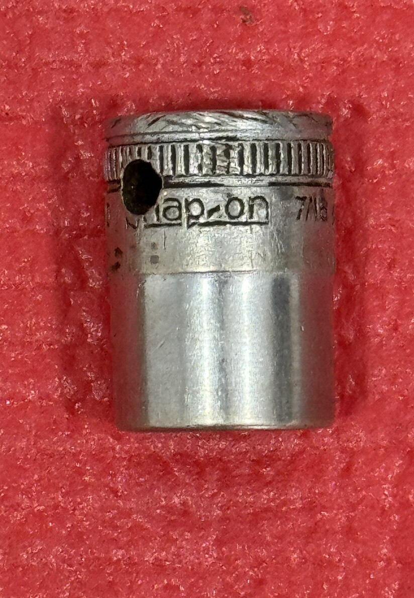 Early SNAP-ON TOOLS F-140, 3/8″ DRIVE SAE 7/16″ SHALLOW CHROME SOCKET 12PT USA