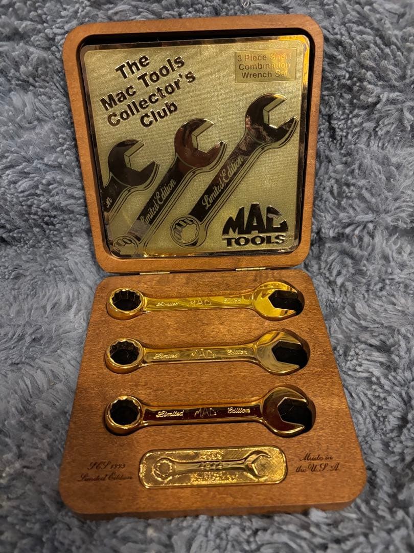 MAC Tools Limited Set of 3 24K Gold Plated SPanners Made in 1993 with StICker