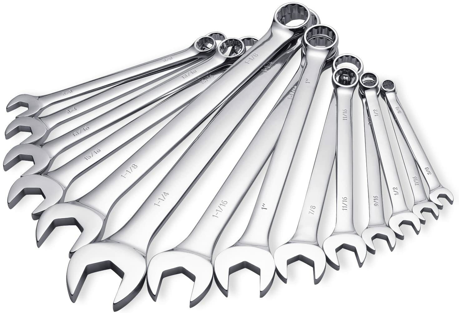 14Pc Premium Extra Long Large Size SAE Inch Combination Wrench Set, Fractional S