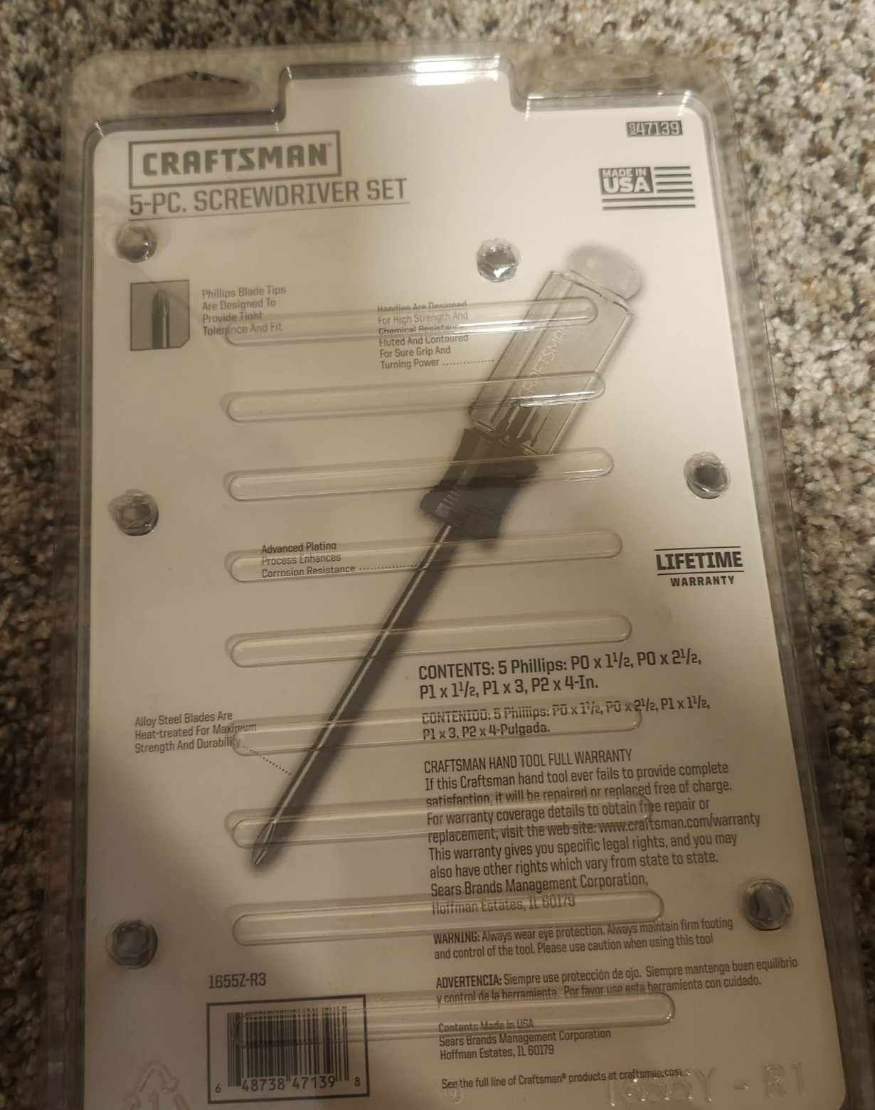 CRAFTSMAN USA Made WF Code 5 Piece Phillips Screwdriver Set 47139 – Sealed NOS