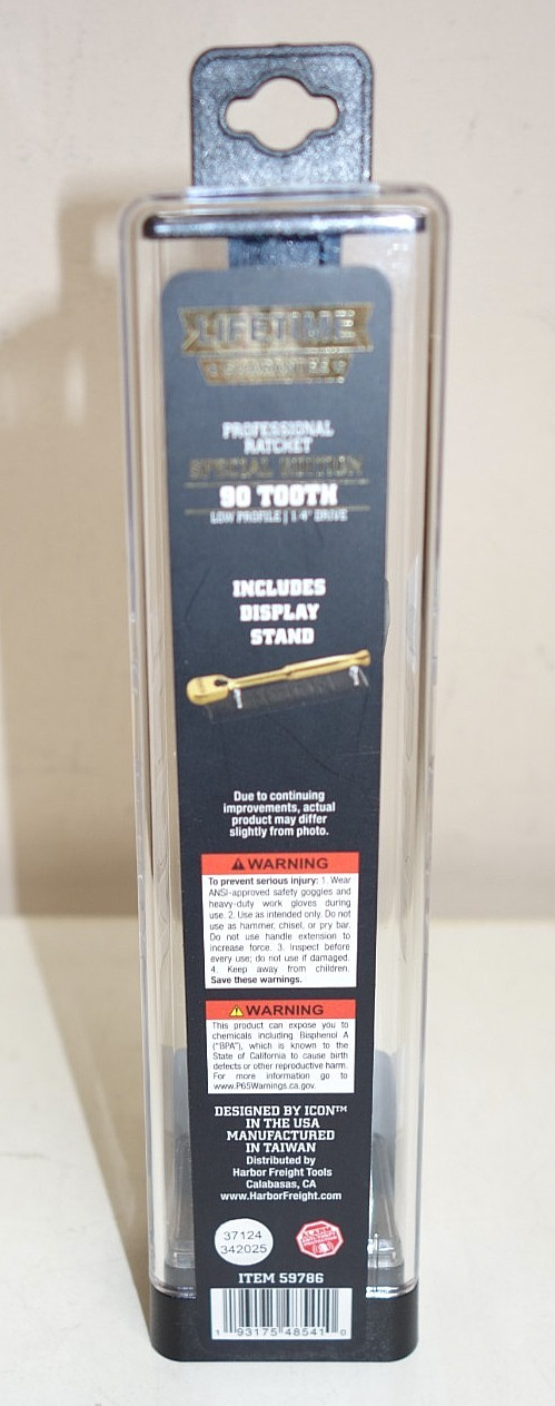 Icon Special Edition 90 Tooth 1/4” Drive Low Profile 24k Gold Plated W/Stand