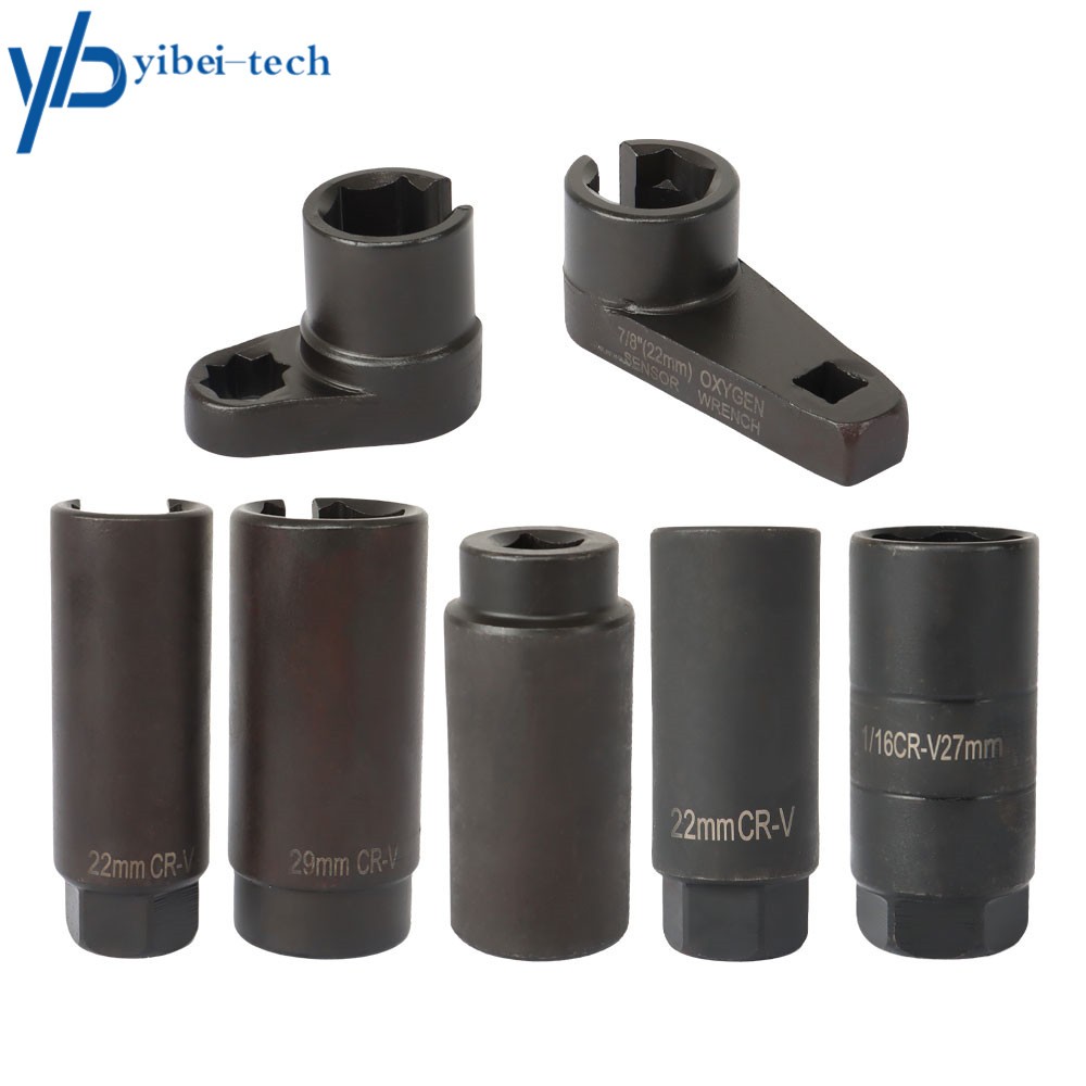 7 Pieces 1/2″ 3/8″ 7/8″ 22mm 27mm 29mm Oxygen O2 Sensor Wrenches Socket Tool Kit