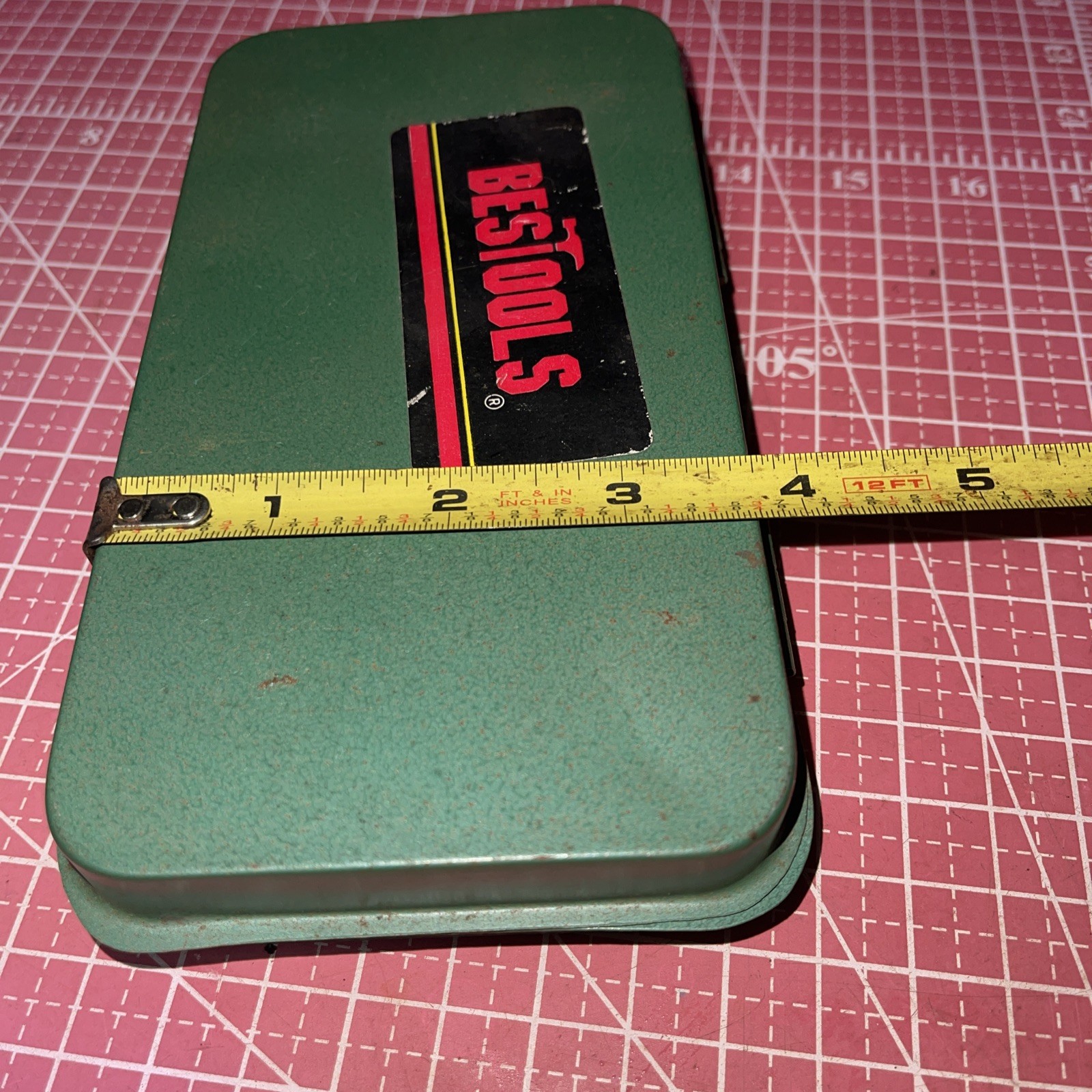 Vintage Bestools 1/4 Drive Metal Tool Case Green 7 X 4 X 1-1/4 Case Only.