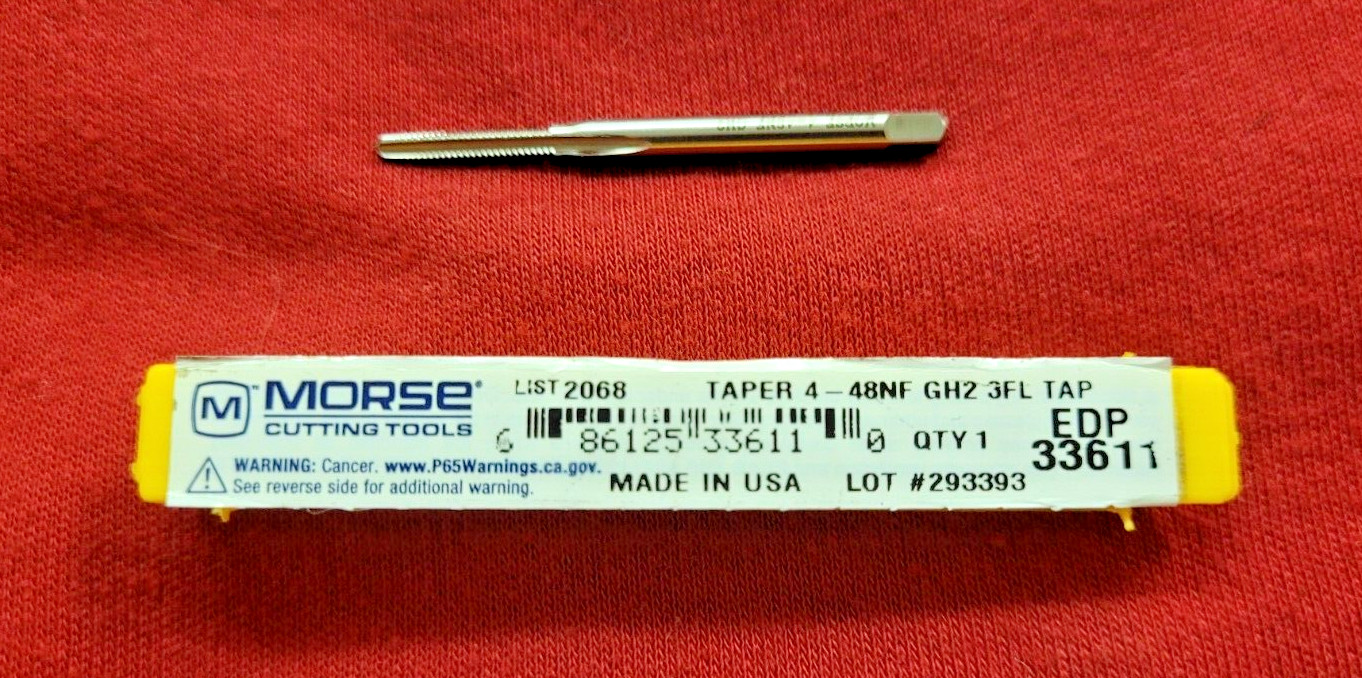4-48 MT3733611 HSS Taper Tap Morse 3FL GH2 Hand Tap USA
