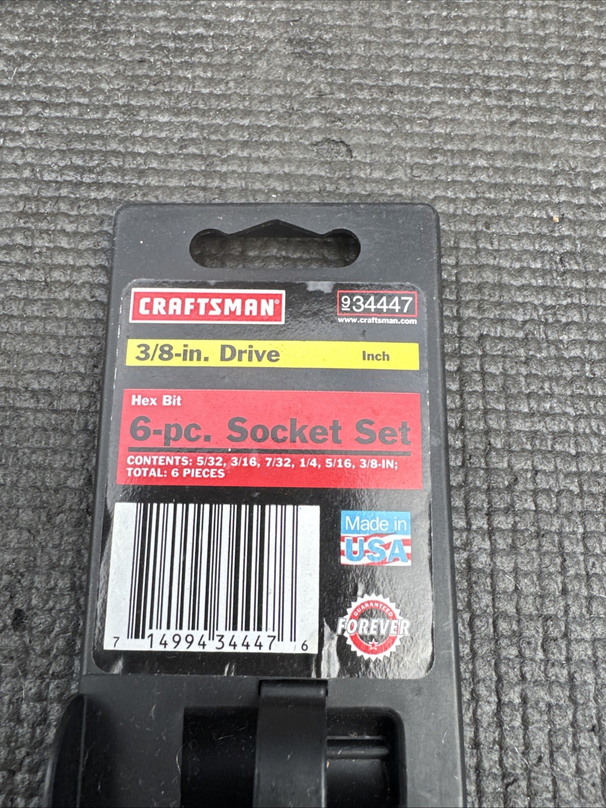 Sears Craftsman USA 6pc Socket Set 3/8 Drive SAE 34447 Hex Bit Tools NOS GK