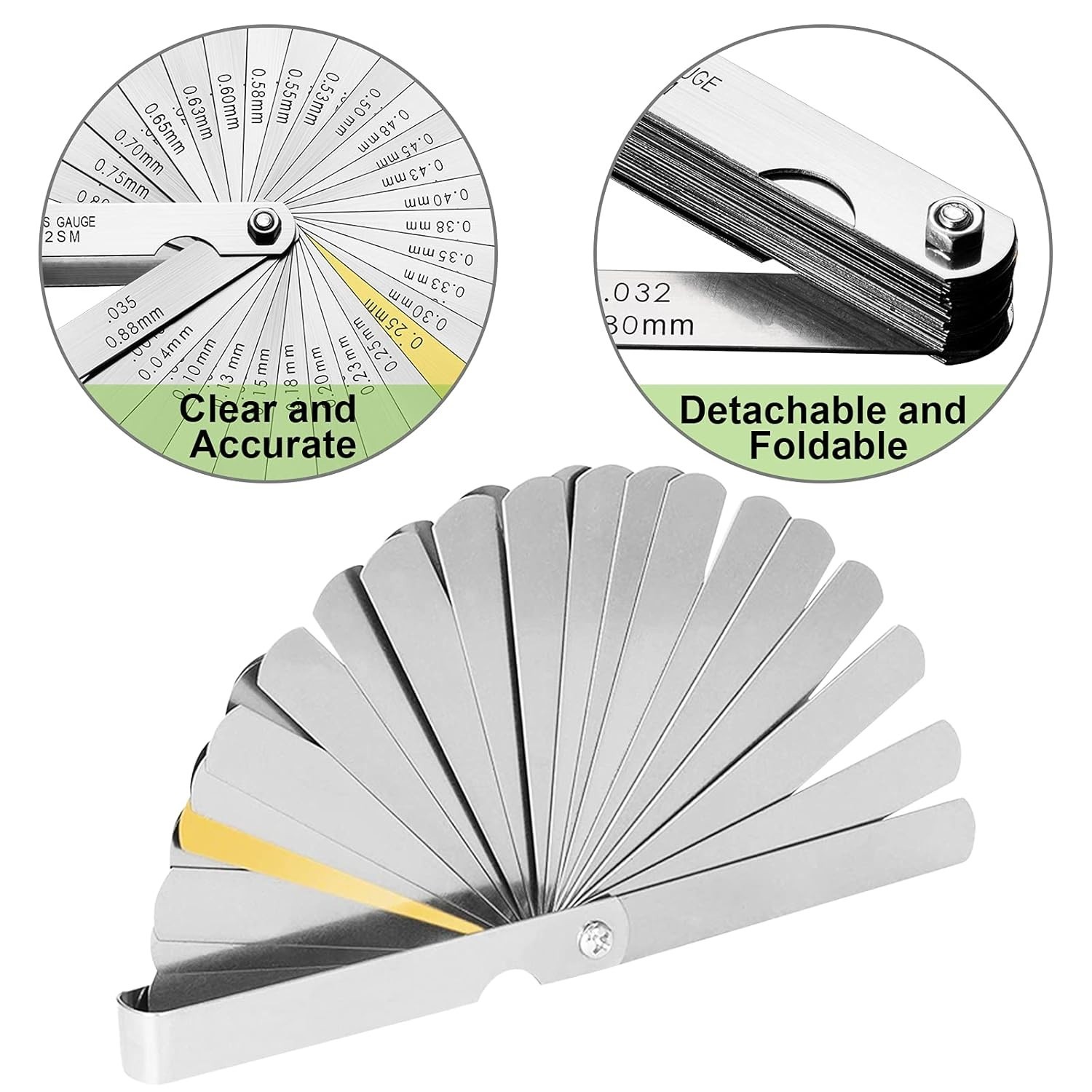 Universal Feeler Gauge Set Stainless Steel Thickness Gauge 32 Blades