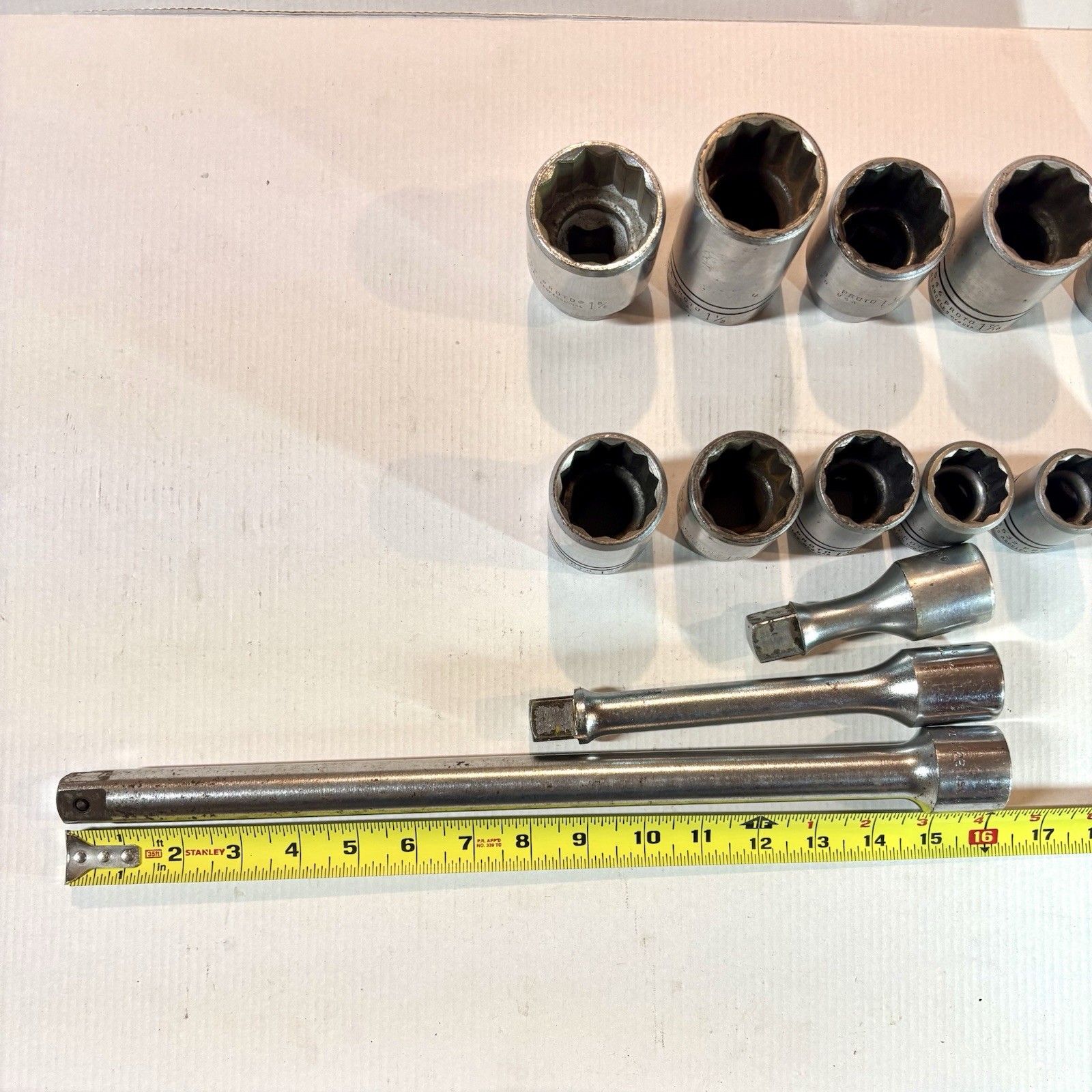 Proto 3/4” Drive 17 Piece Set Sockets Ratchet Extensions Adapters