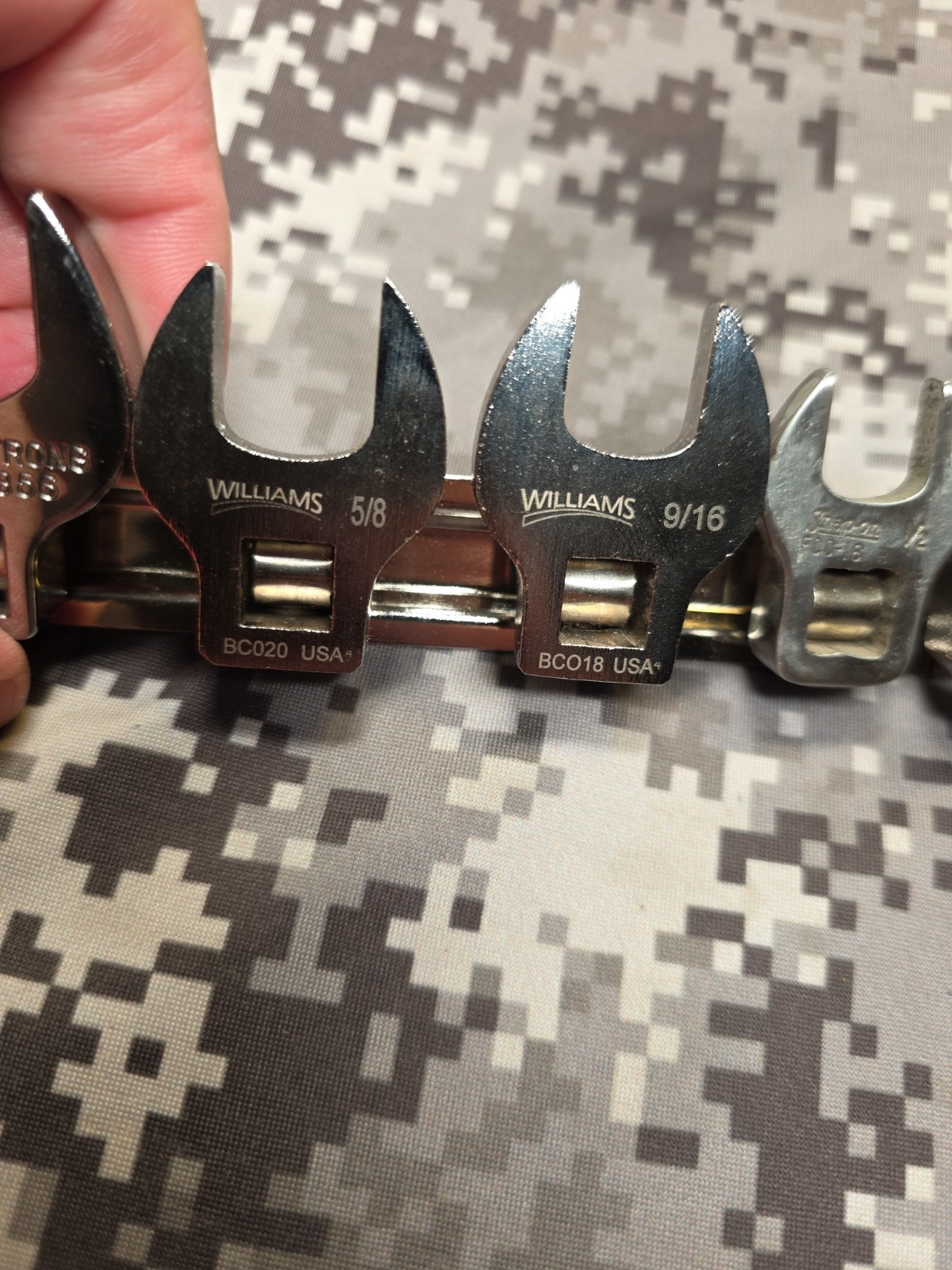 SNAP-ON ARMSTRONG WILLIAMS SAE CROW FOOT SET 7/16 1/2 9/16 5/8 3/4 AND 13/16″