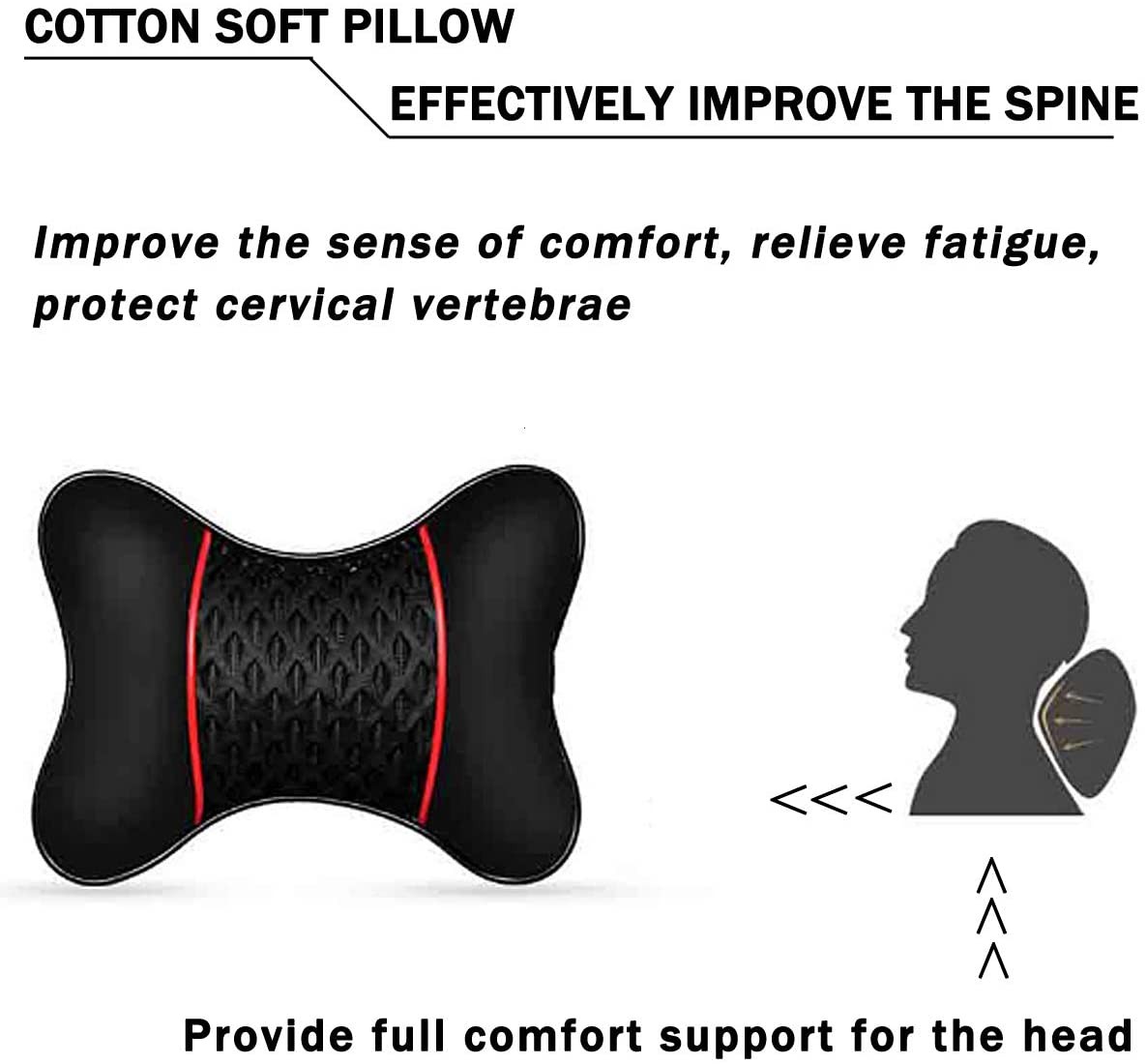 2-Pack PU Leather Car Headrest Cushions Soft Neck Support Pillow