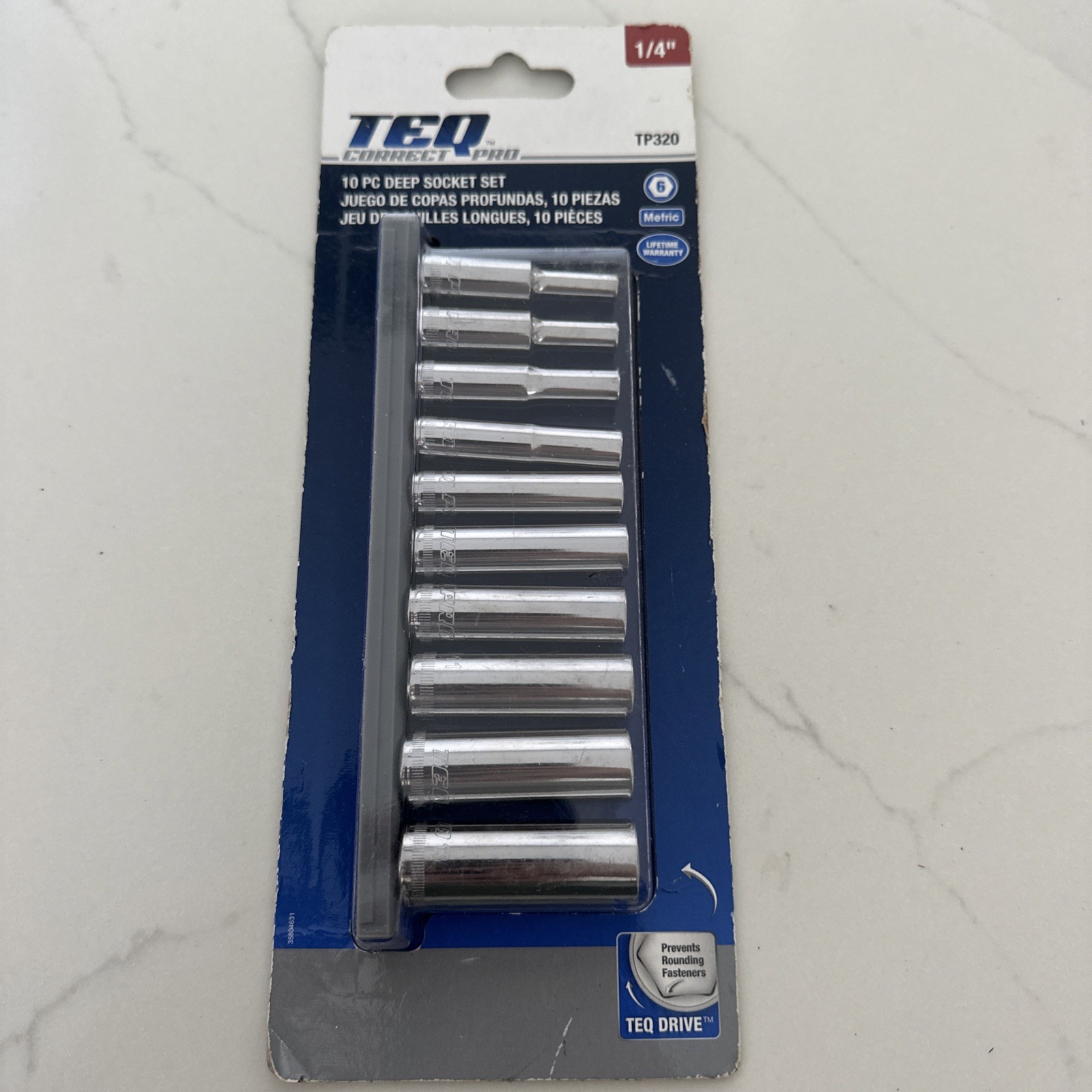 TEQ Correct Pro TP320 10 Pc. Deep Socket Set 1/4″ Drive Socket 4-13mm Metric New