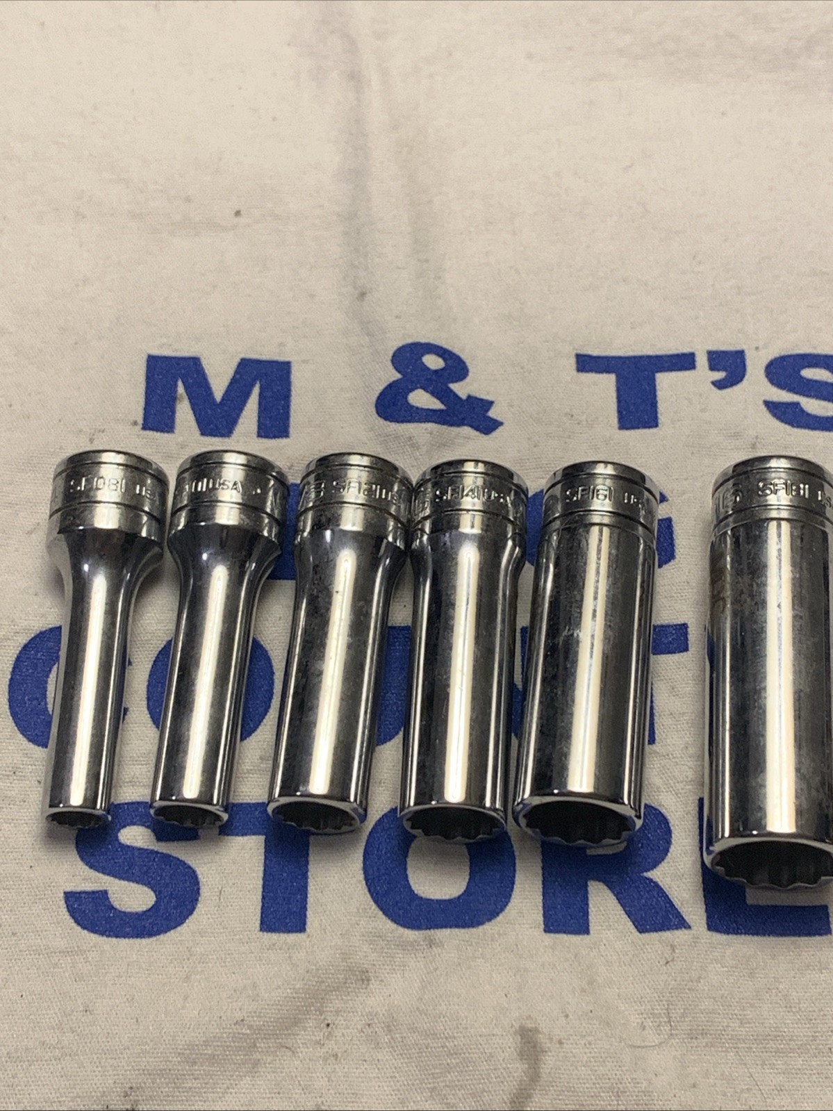 1996 Snap-on Tools USA 3/8″ Drive 12pt SAE 1/4-916″ 6pc Deep Socket Set