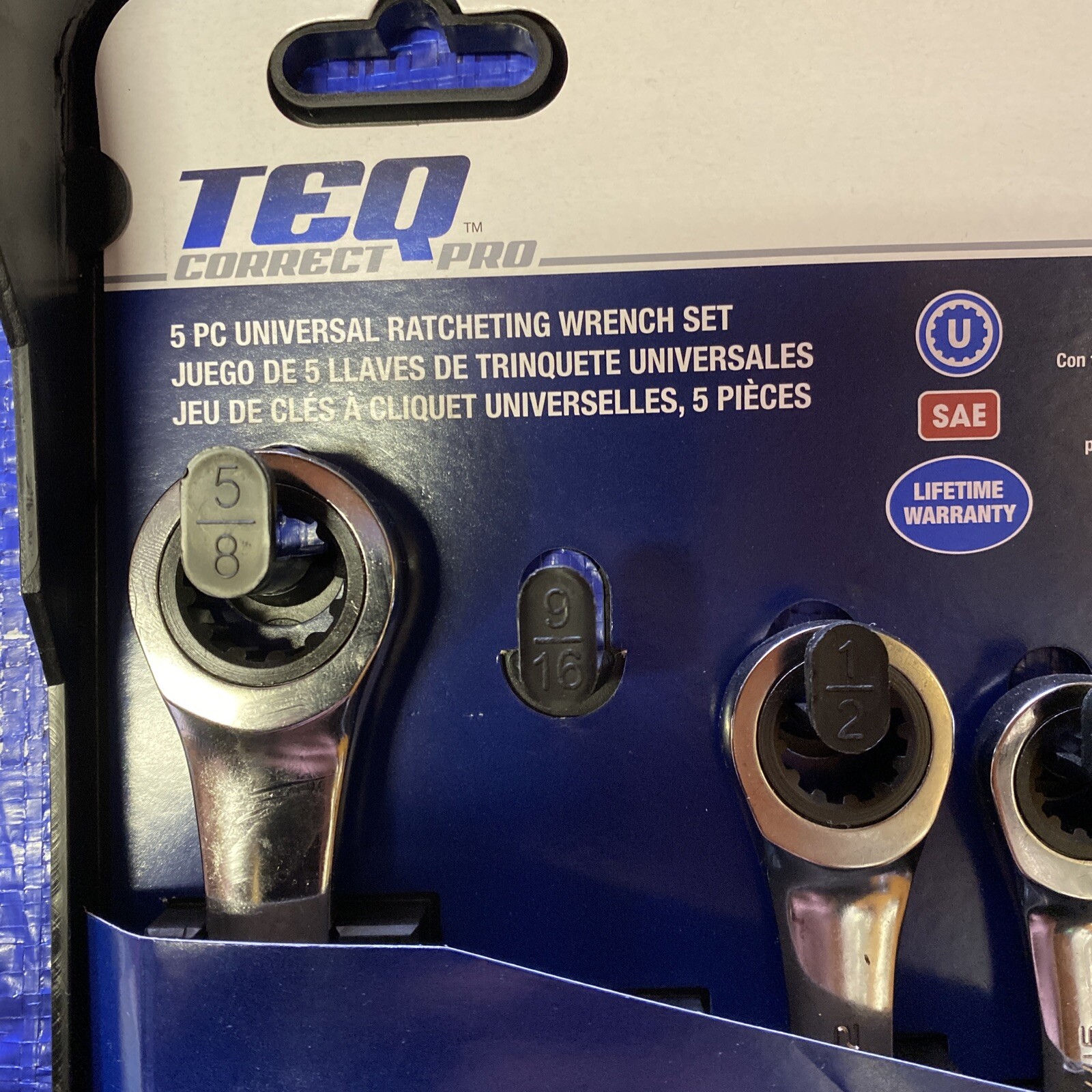 TEQ Correct Pro – 5 Pc Universal Ratcheting Wrench Set – SAE- TP85590A