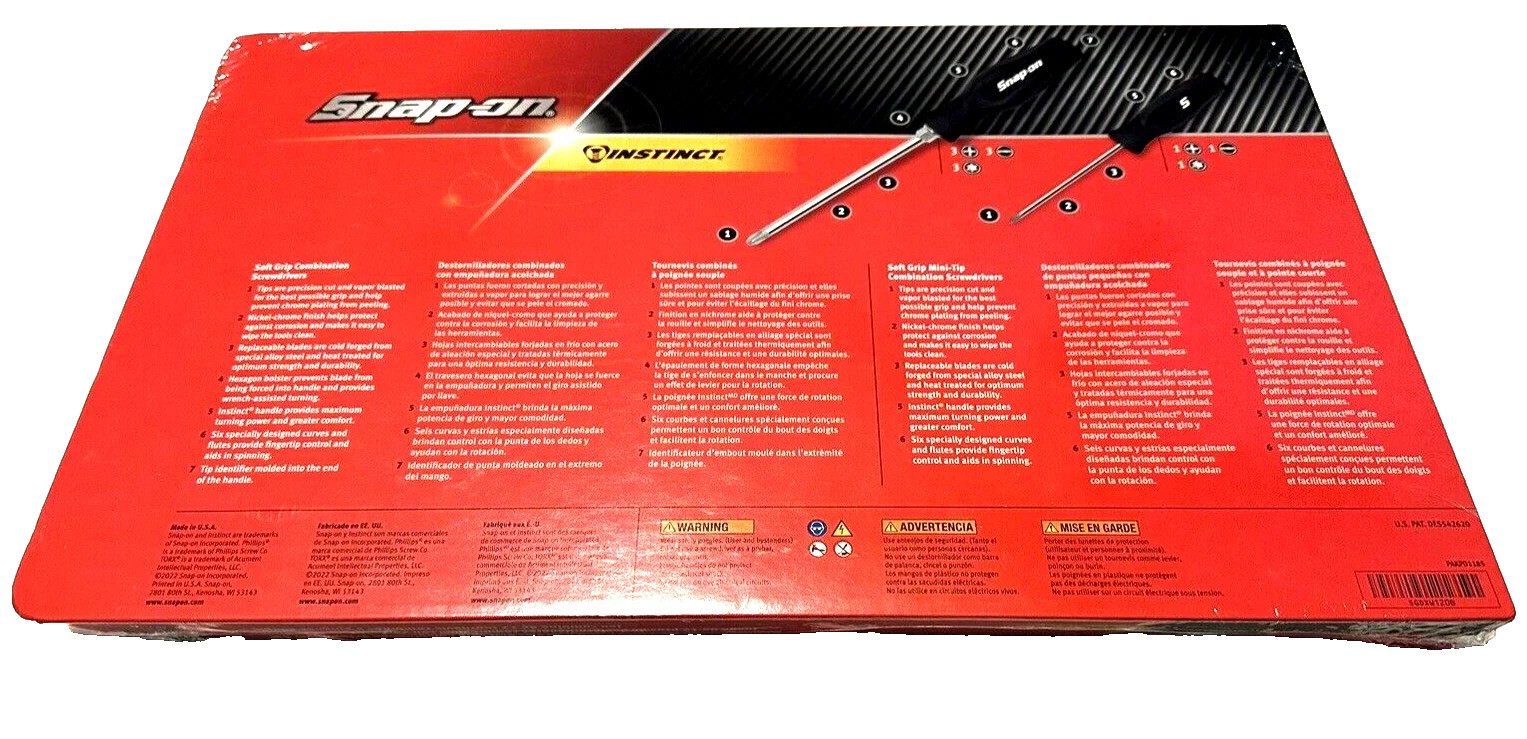 Snap-On BLACK 12 pc soft grip combination screwdriver set SGDXW120B NEW USA