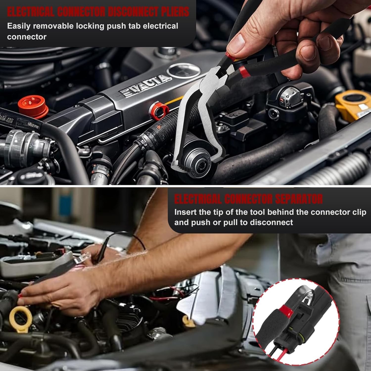 8in Automotive Electrical Connector Pliers Set – Dual-Headed with Grip Design