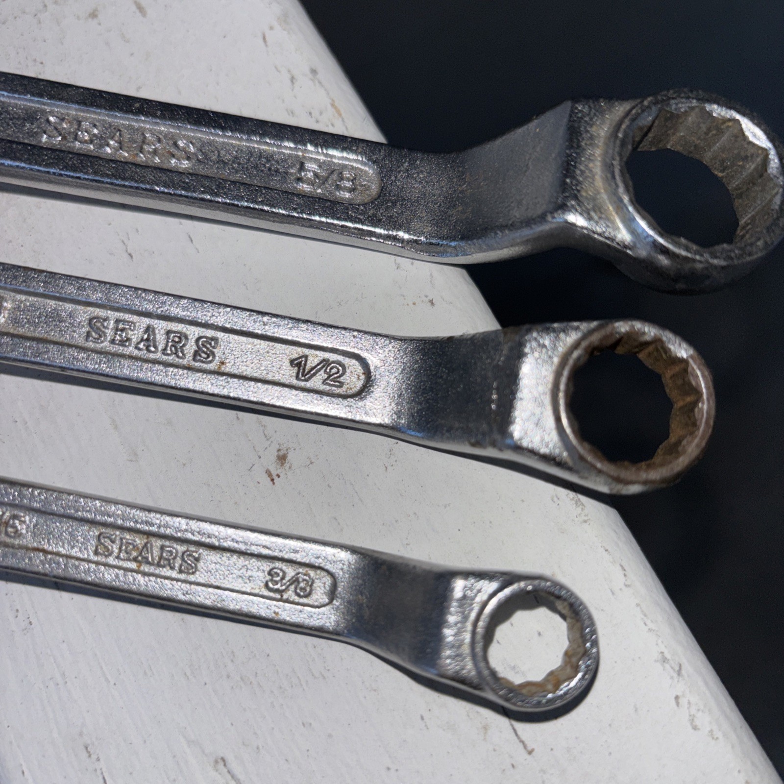 Vintage Sears 3pc SAE Stubby Offset Box End Wrench Set Forged BF Japan Wrenches