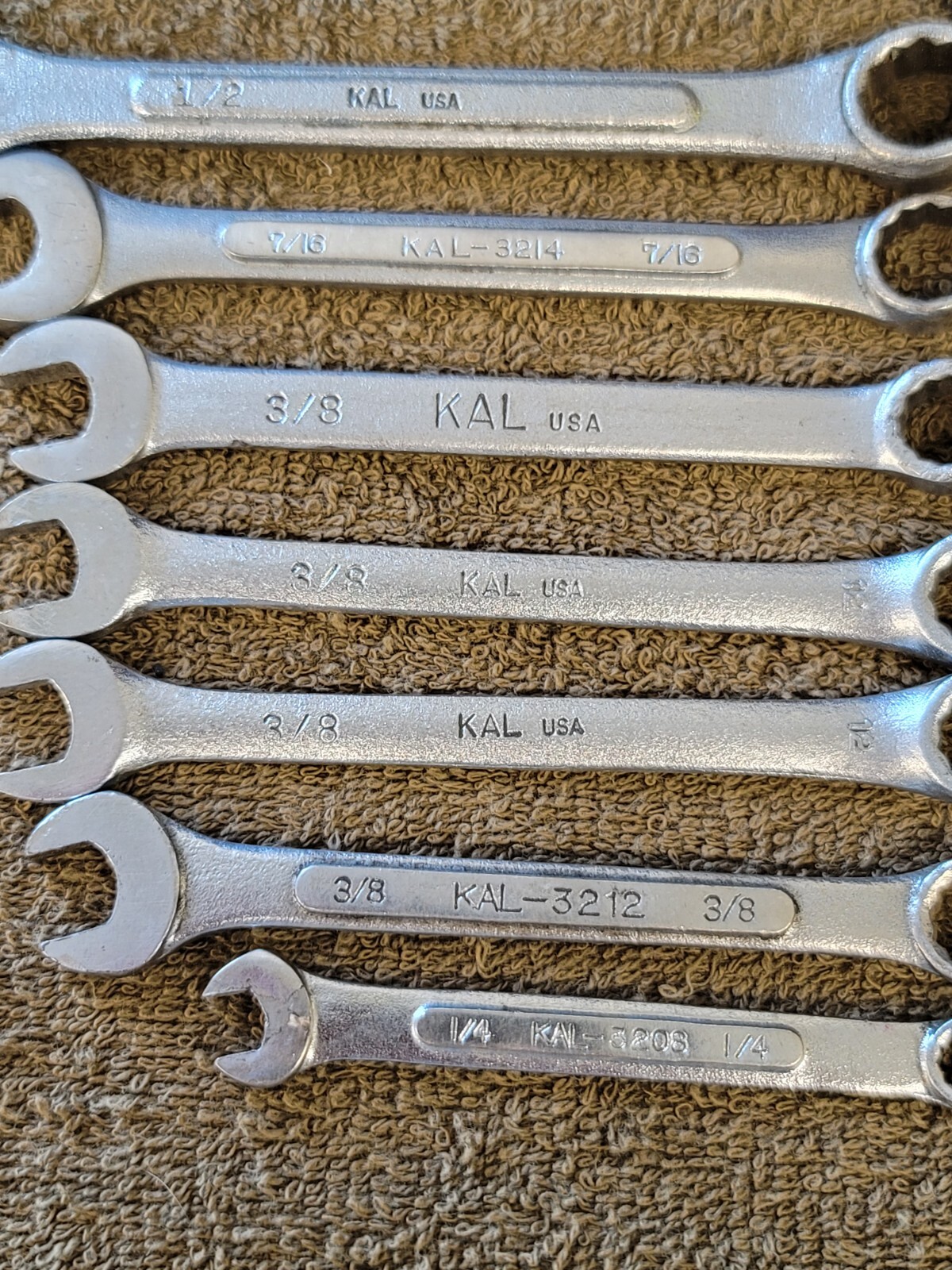 16 KAL Sae Combination Wrench Set 1-1/2 1-1/8 1″ 15/16 7/8 3/4 11/16 5/8 1/2 USA