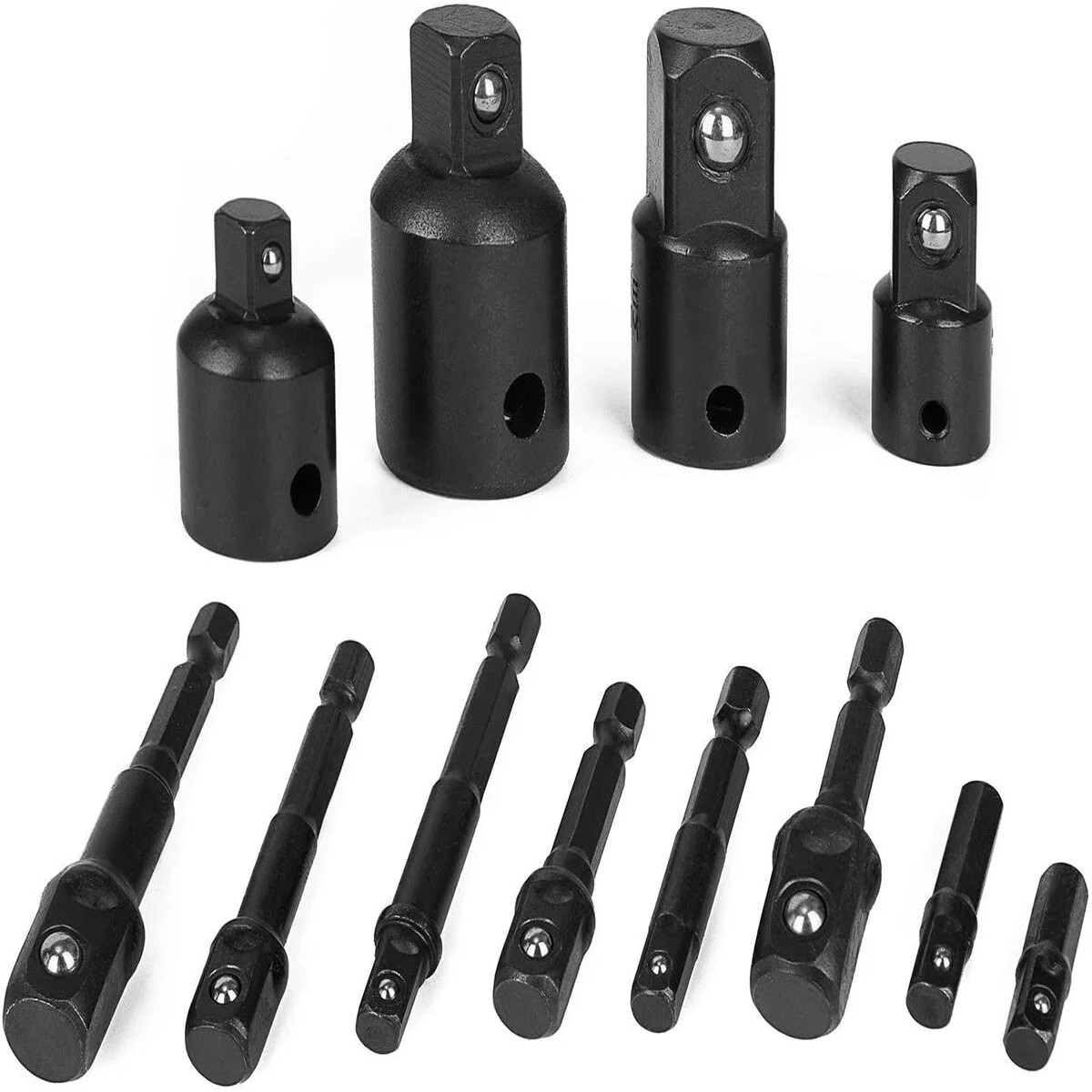 12Pcs Socket Adapter Bit Set, for Home Workshop (Black)