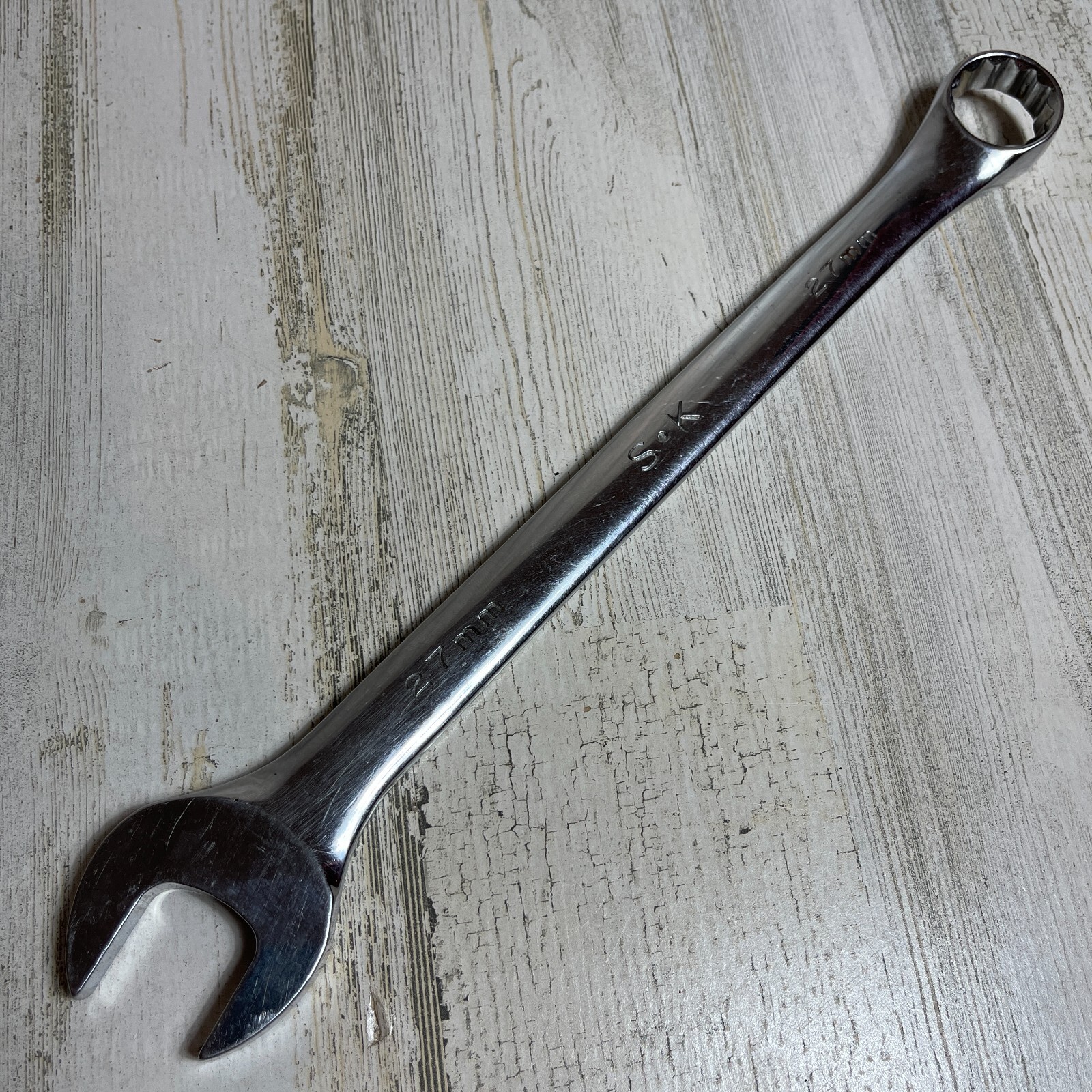 88327 S-K Pro Tools 27mm 12pt Metric Regular Combination Chrome Wrench 14.5″L SK