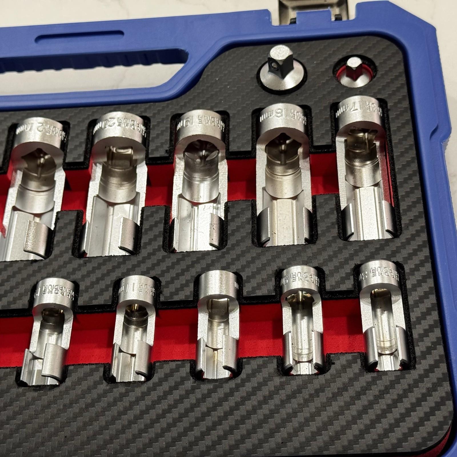 19PCS Diesel Injector Fuel Line Socket Set 8-27mm Flare Nut 3/8″ 1/2″ Drive, Glo
