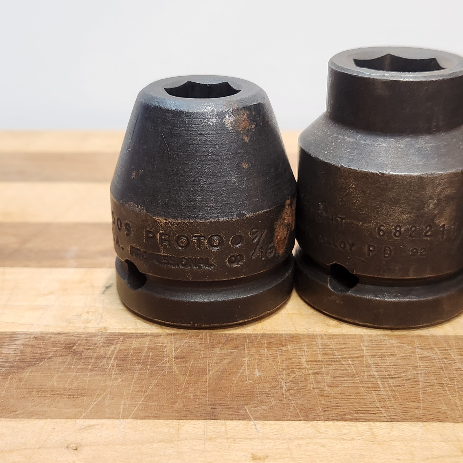 Wright & Proto 3/4 inch drive 6 point socket lot 1-3/8, 1-3/16, 7/8, 11/16, 9/16