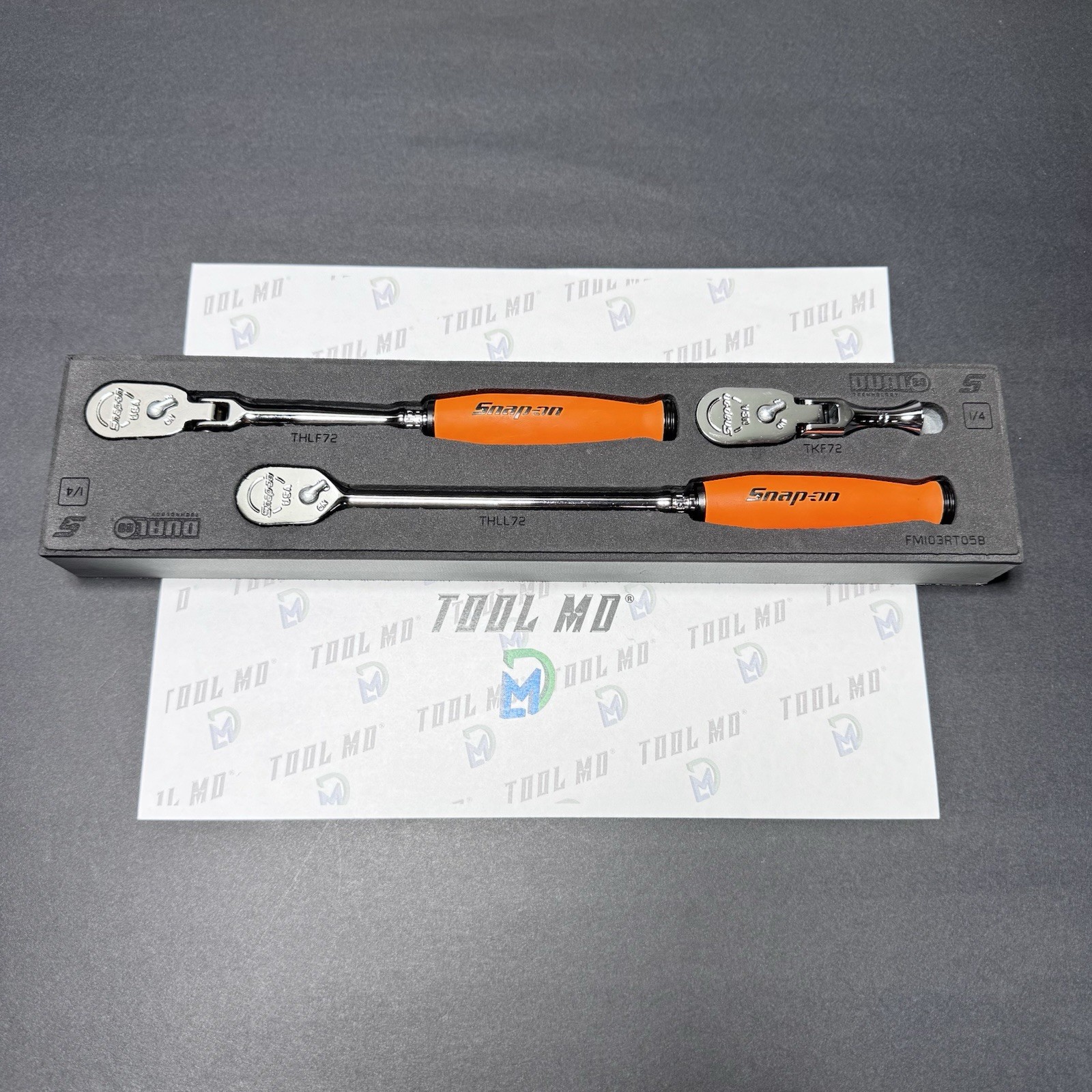 Snap-on Tools USA NEW REVERSE ORANGE Compact 3pc 3/8″ Drive Ratchet Set 103RT05F