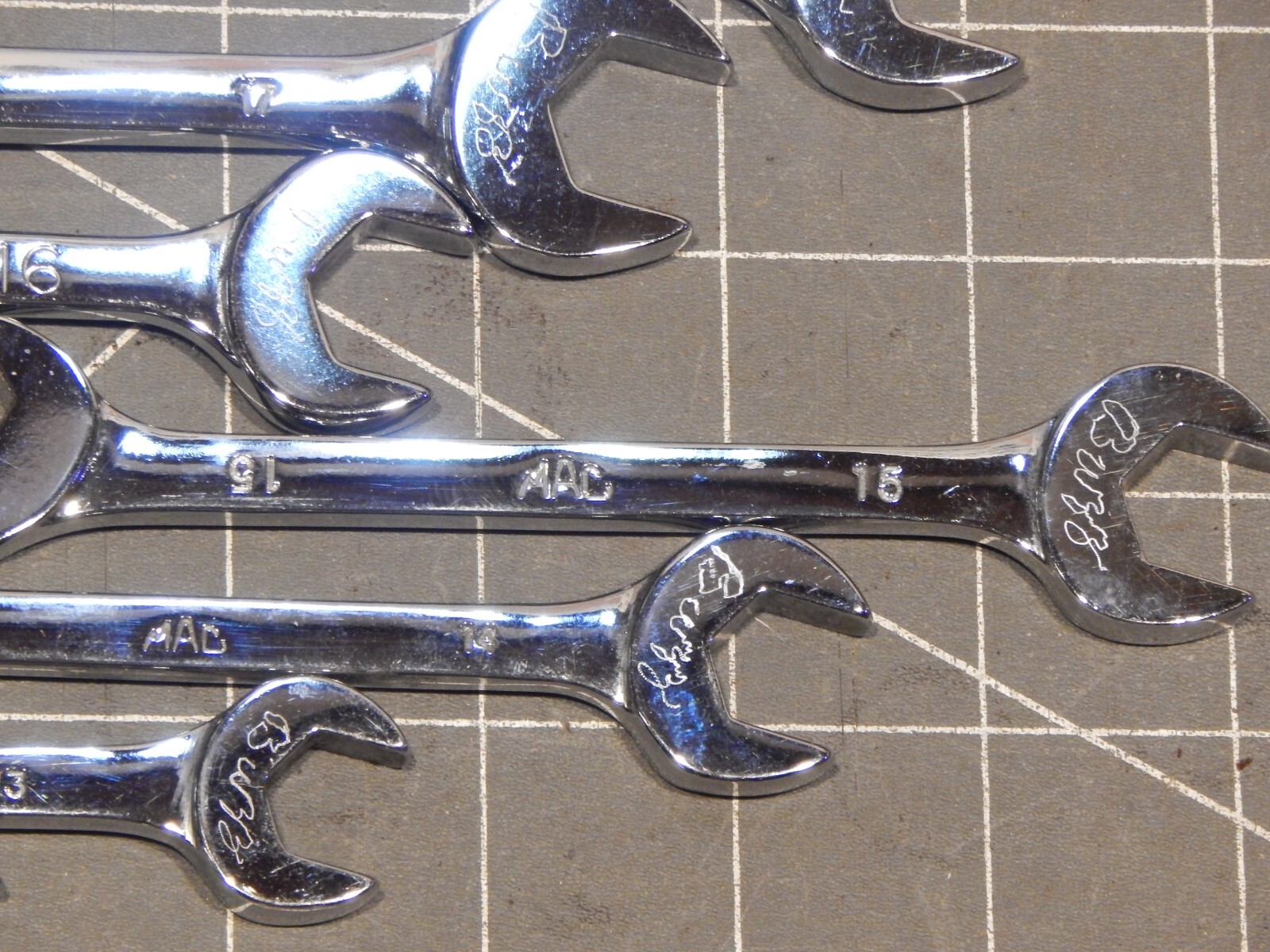 NICE Mac 11Pc Metric 4 Way Angle Head Open End Wrench Set 9MM 19MM Chrome Four