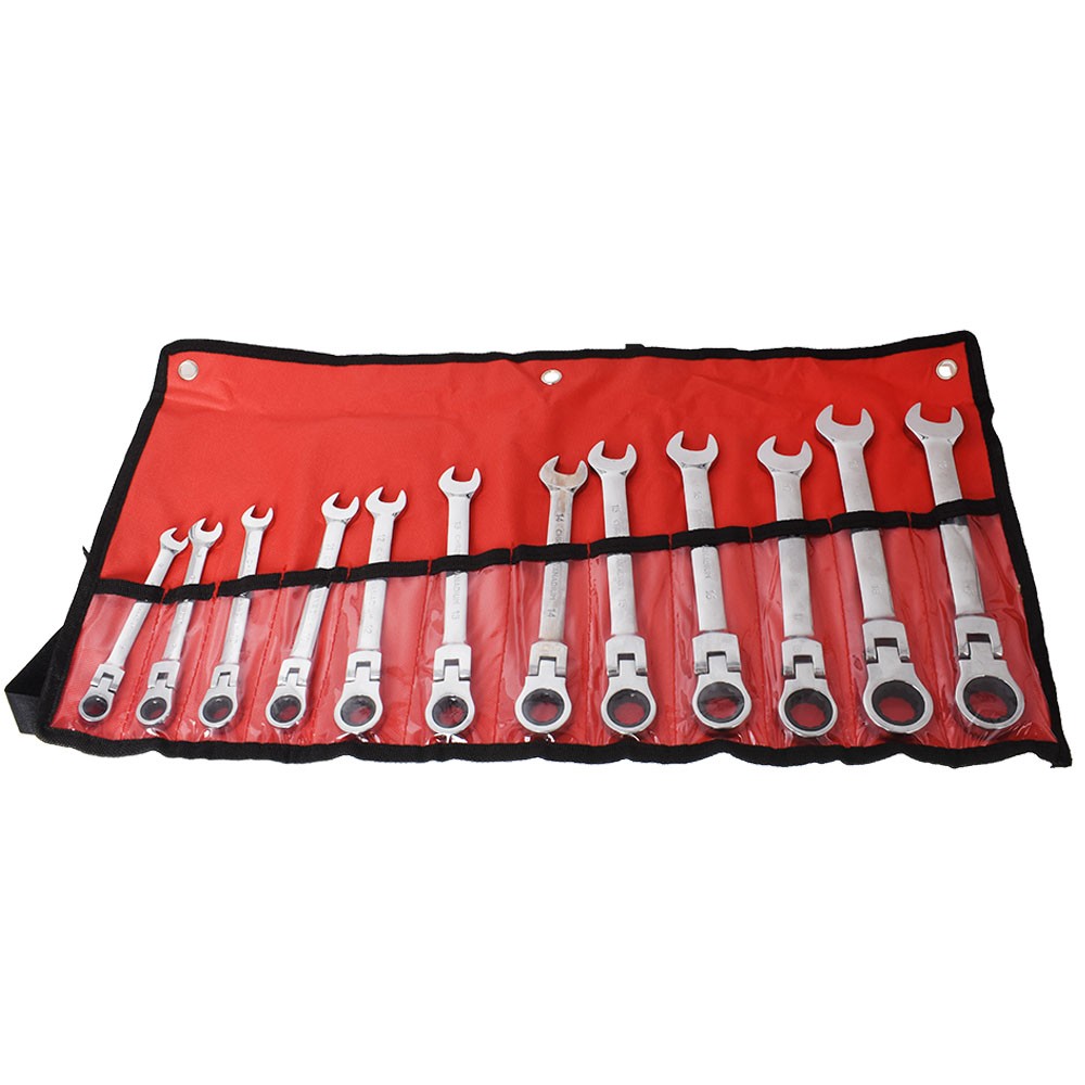 LABLT Metric Flexible Head Ratcheting Wrench Combination Spanner Tool Set 8-19mm